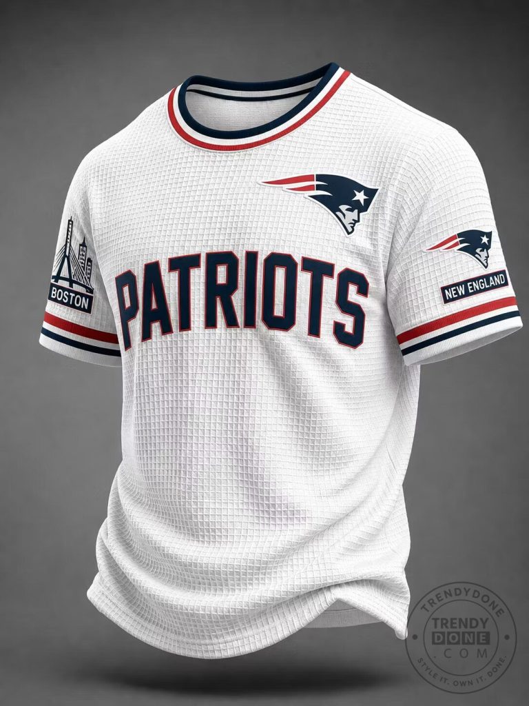 New England Patriots Fan Shirt Boston Waffle Knit Short Sleeve T-Shirt 8 New England Patriots Fan Shirt Boston Waffle Knit Short Sleeve T-Shirt