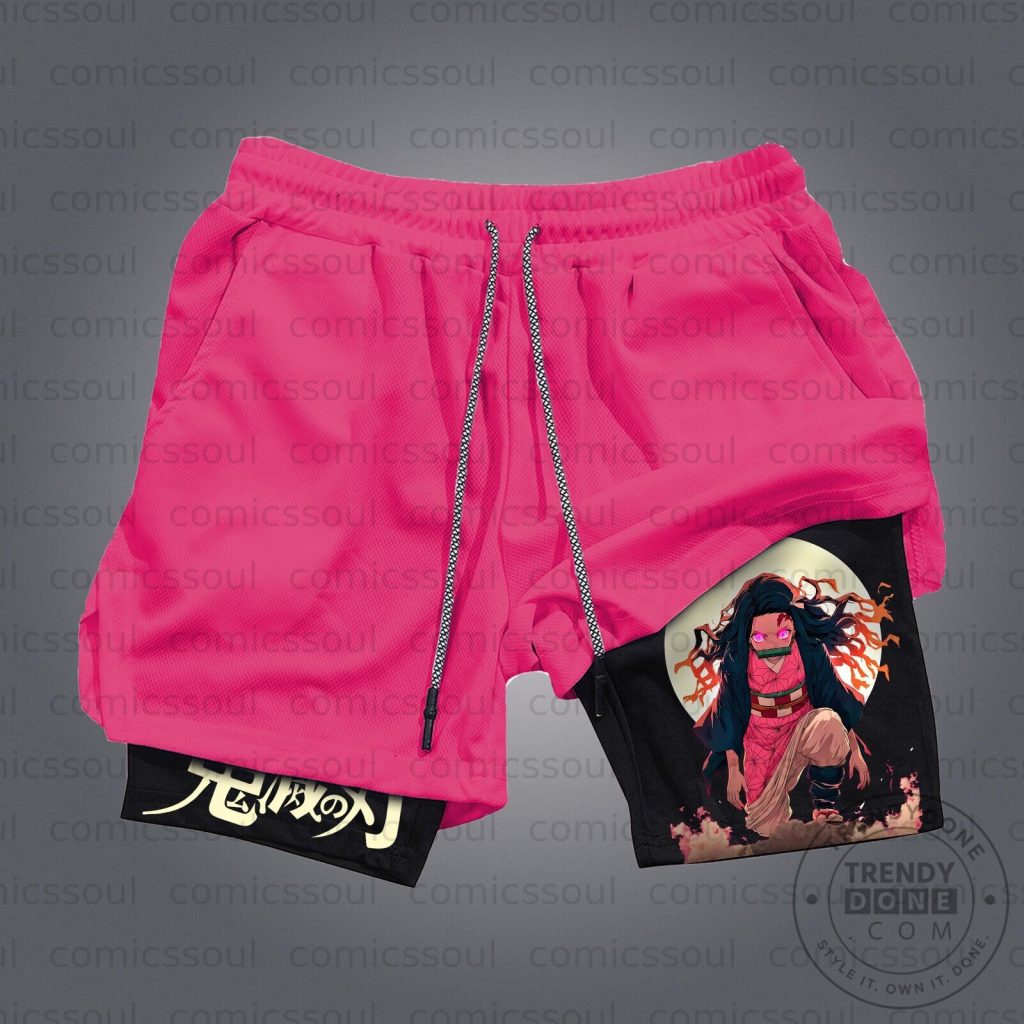 Demon Slayer Nezuko Kamado Anime Graphic Athletic Shorts Demon Slayer Nezuko Kamado Anime Graphic Athletic Shorts