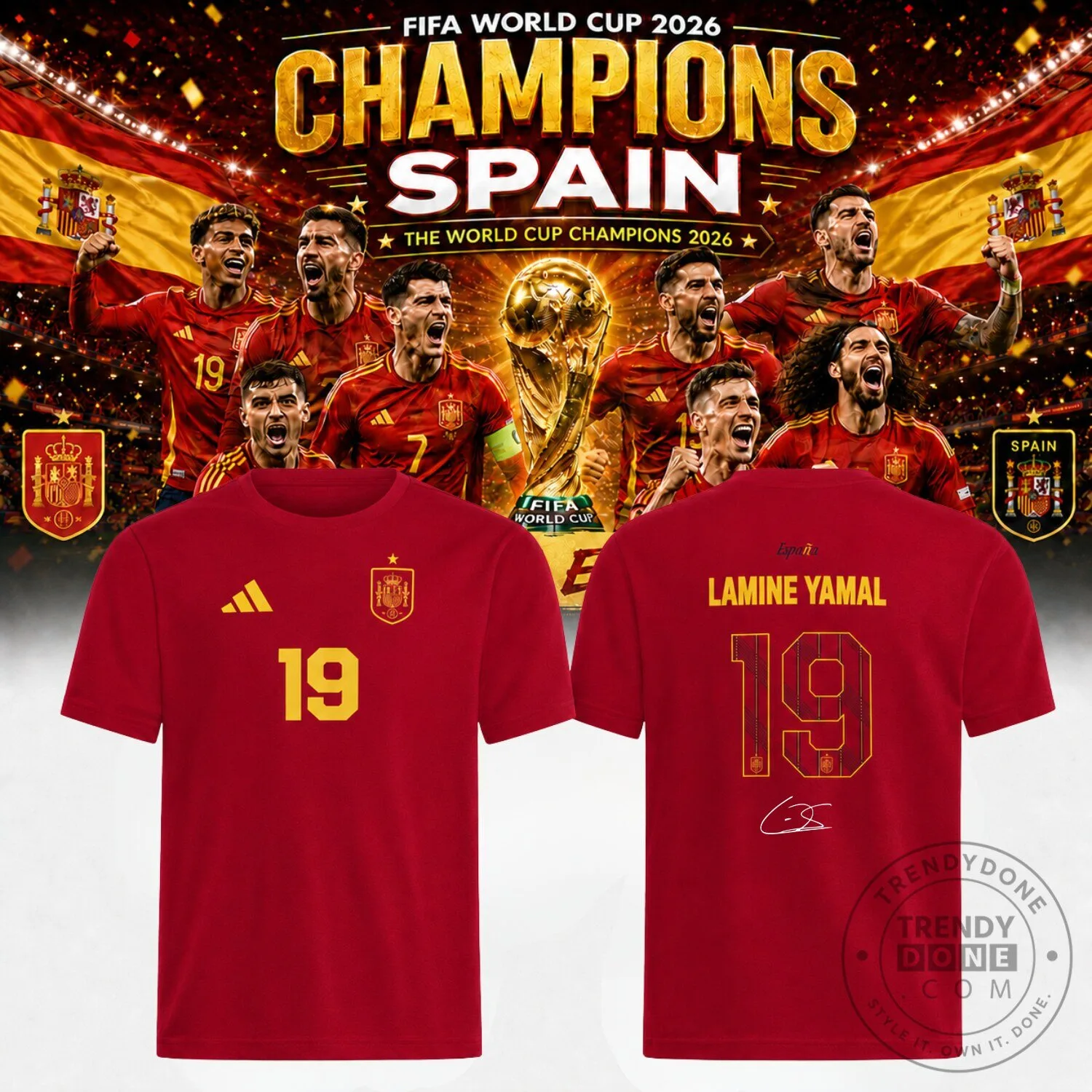 .Lamine Yamal Spain World Cup Champions 2026 Signed Shirt