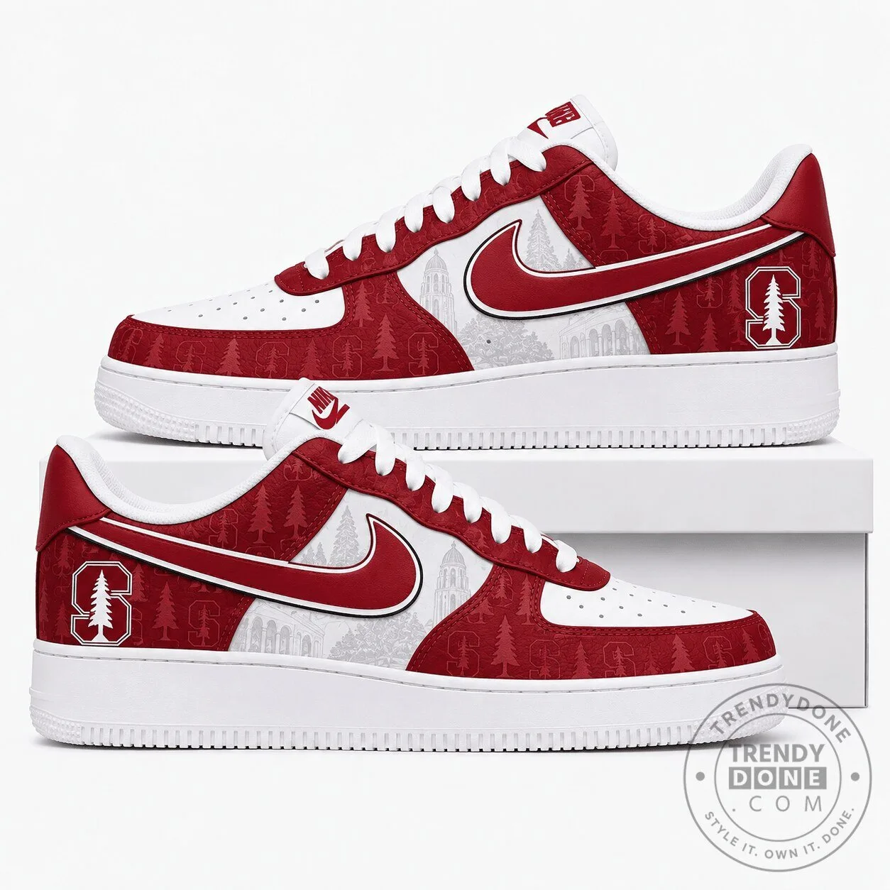 Stanford Cardinal College Football Team Custom Printed Air Force 1 Shoes