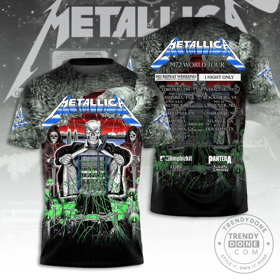 Metallica M72 World Tour 2024 Concert Schedule T-Shirt