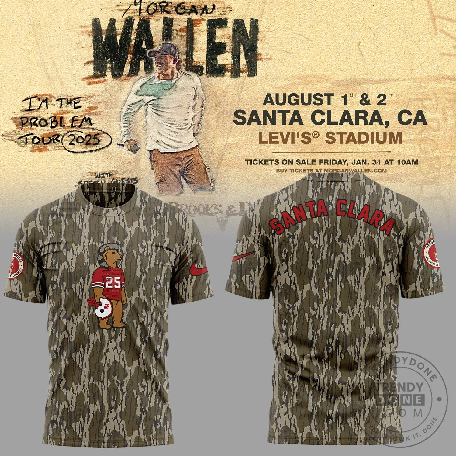 Morgan Wallen Santa Clara Concert Camouflage Graphic T-Shirt