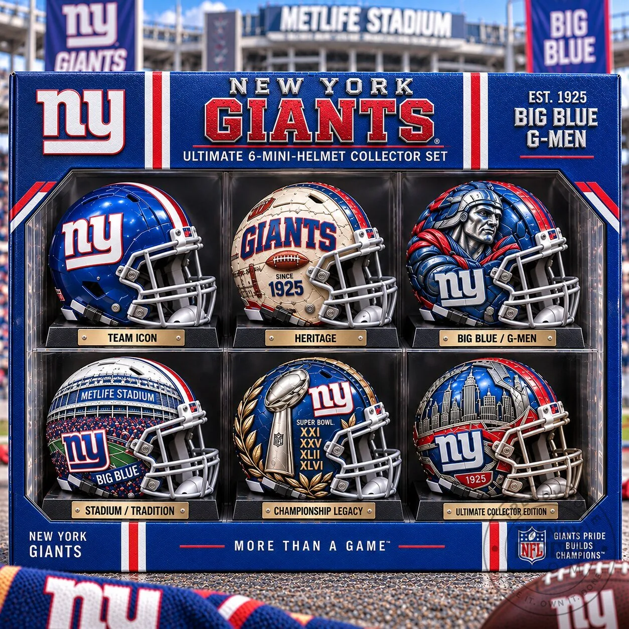 New York Giants NFL Mini Football Helmet Collector Set 1 New York Giants NFL Mini Football Helmet Collector Set