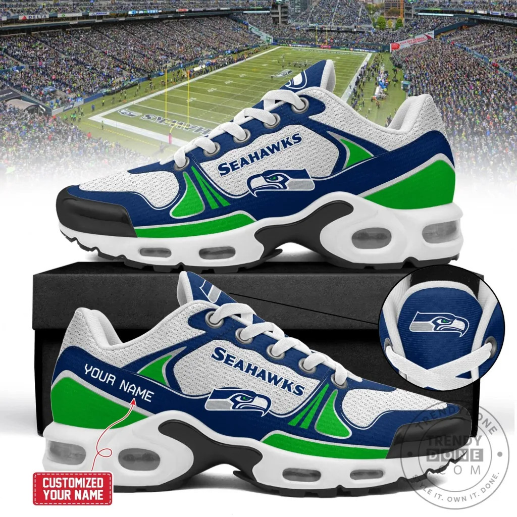 Seattle Seahawks Personalized Team Logo White Blue Green Running Shoes Seattle Seahawks Personalized Team Logo White Blue Green Running Shoes
