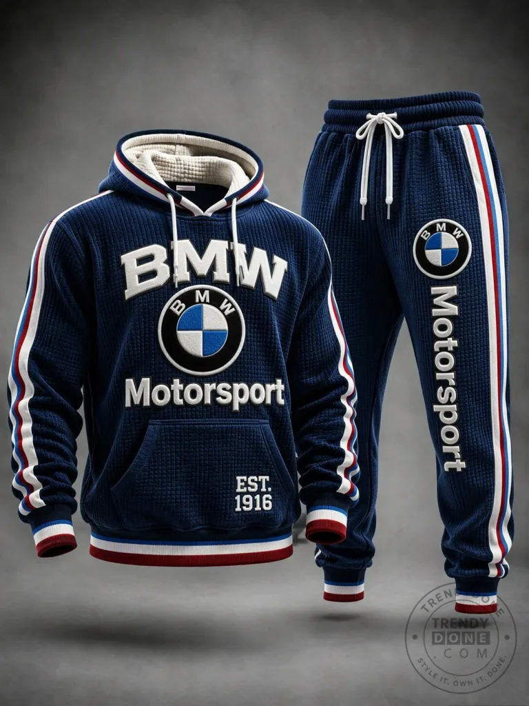BMW Motorsport Est. 1916 Blue Quilted Hoodie and Jogger Set