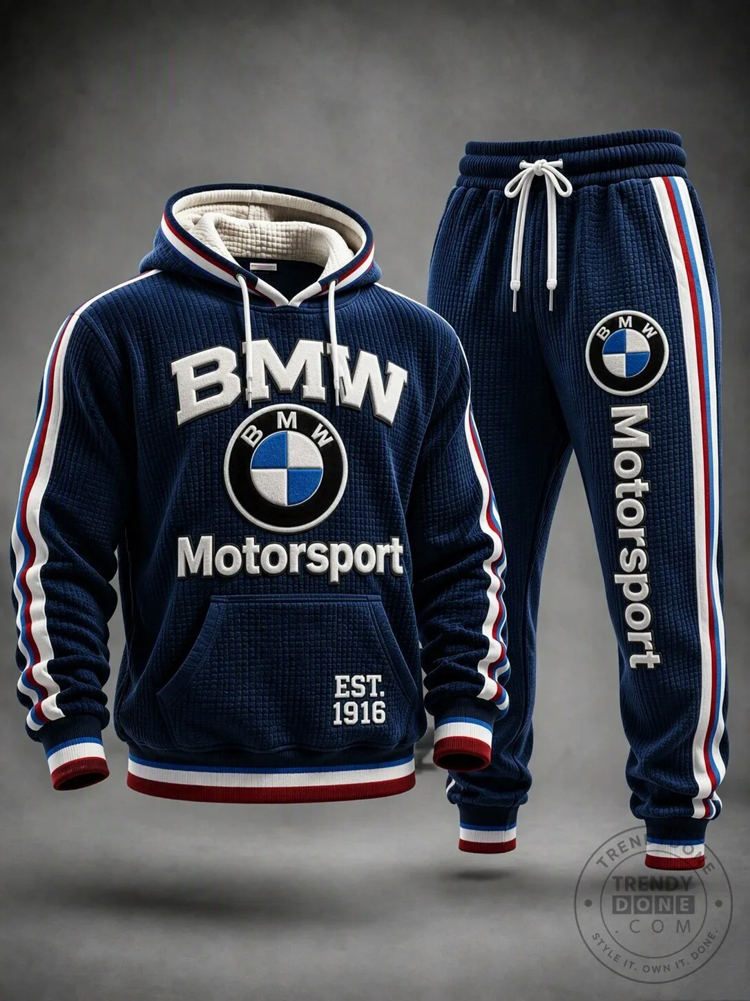 BMW Motorsport Est. 1916 Blue Quilted Hoodie and Jogger Set
