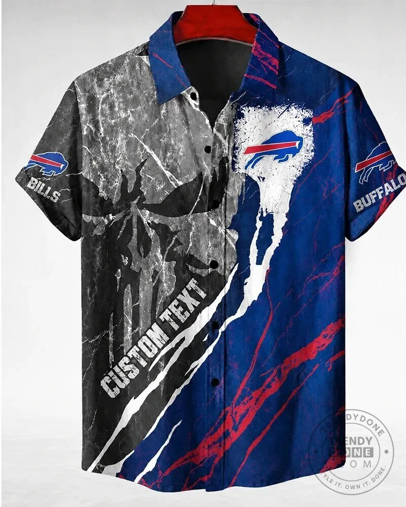 Buffalo Bills Skull Custom Text Hawaiian Shirt for Men