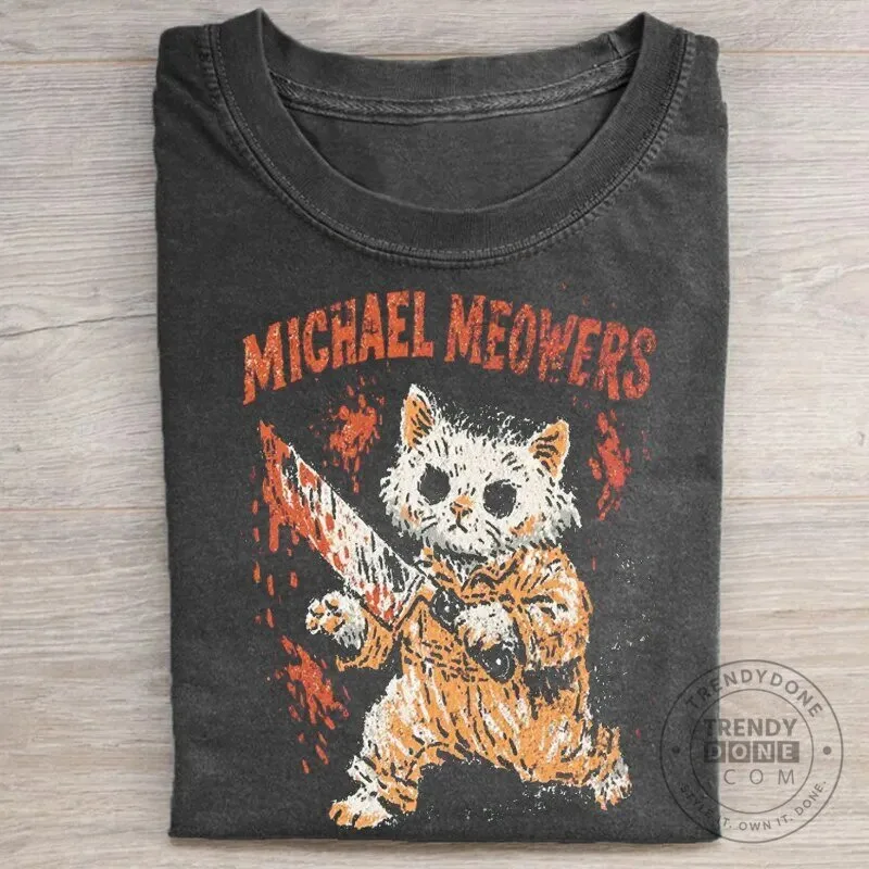 Halloween Cat Slasher Michael Meowers Horror Movie T-Shirt