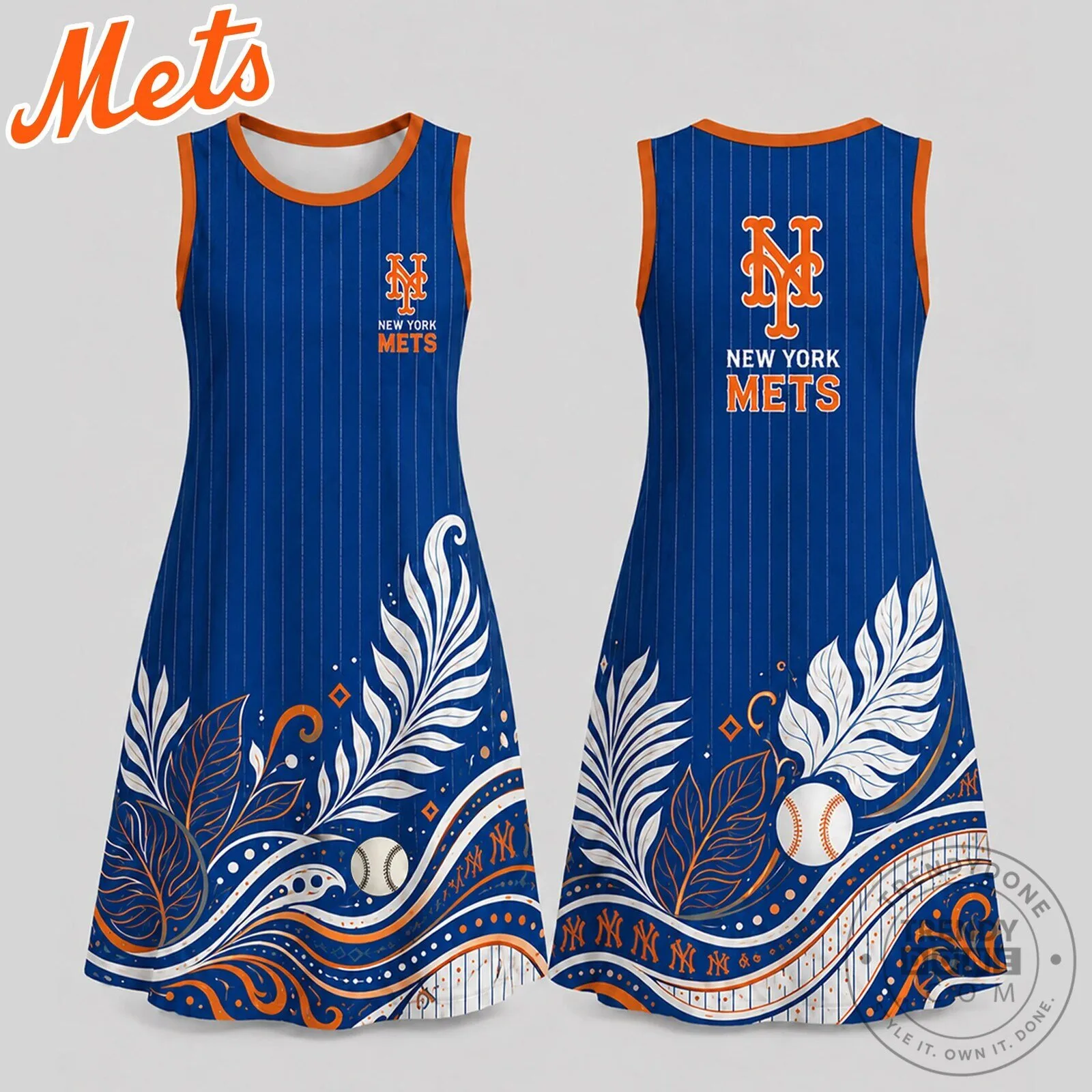 mets jersey dress New York Baseball Floral Pattern Sleeveless feature_Short Sleeves
