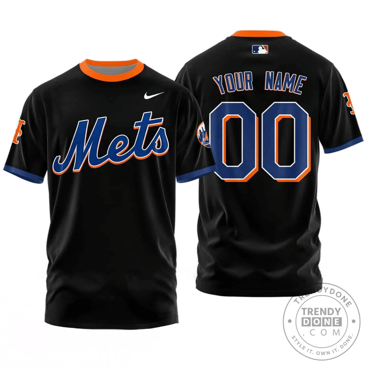 New York Mets Black Custom Name and Number Baseball Jersey