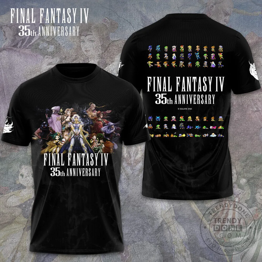 Final Fantasy IV 35th Anniversary Black Graphic Video Game T-Shirt