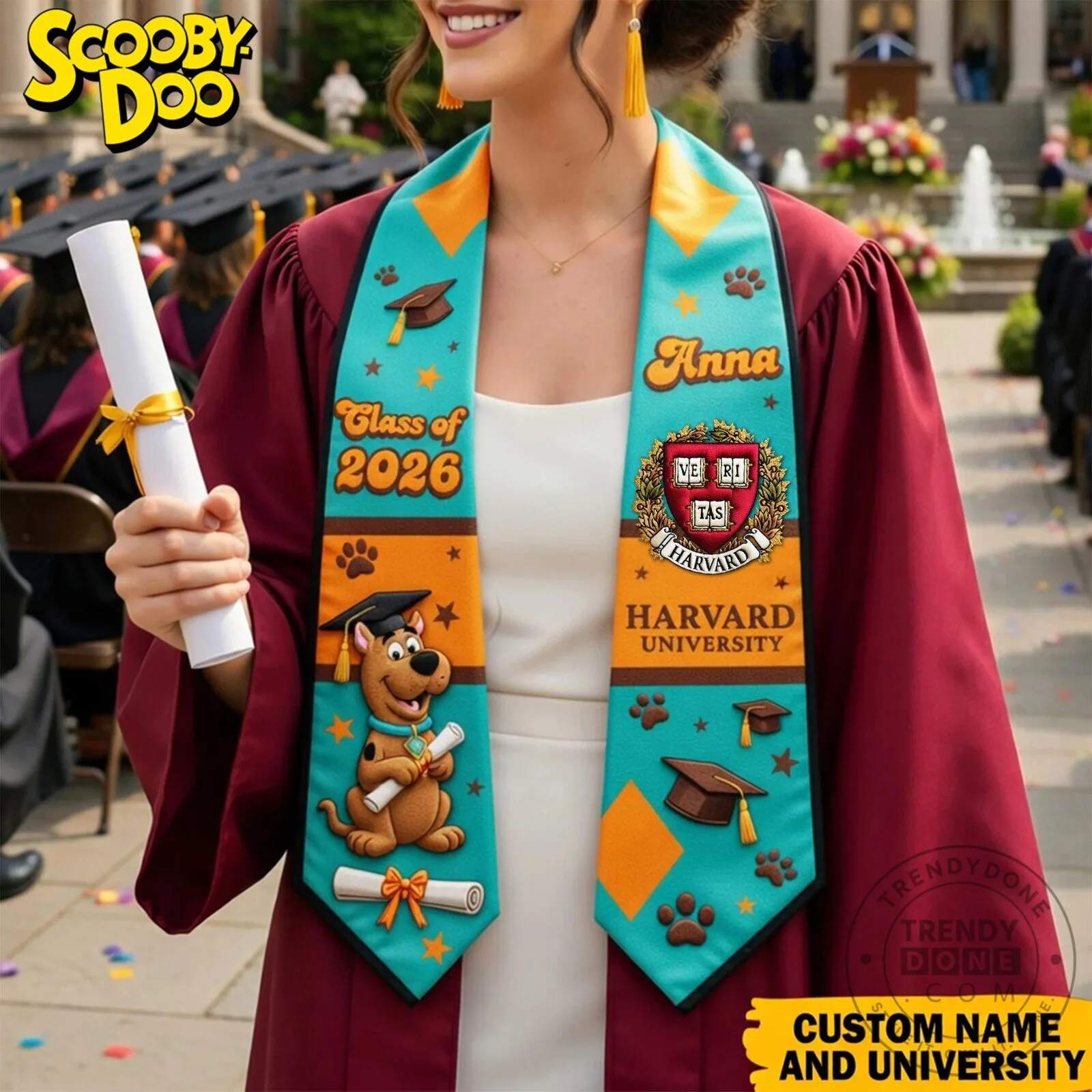 Scooby Doo Harvard University Class of 2026 Personalized Graduation Stole