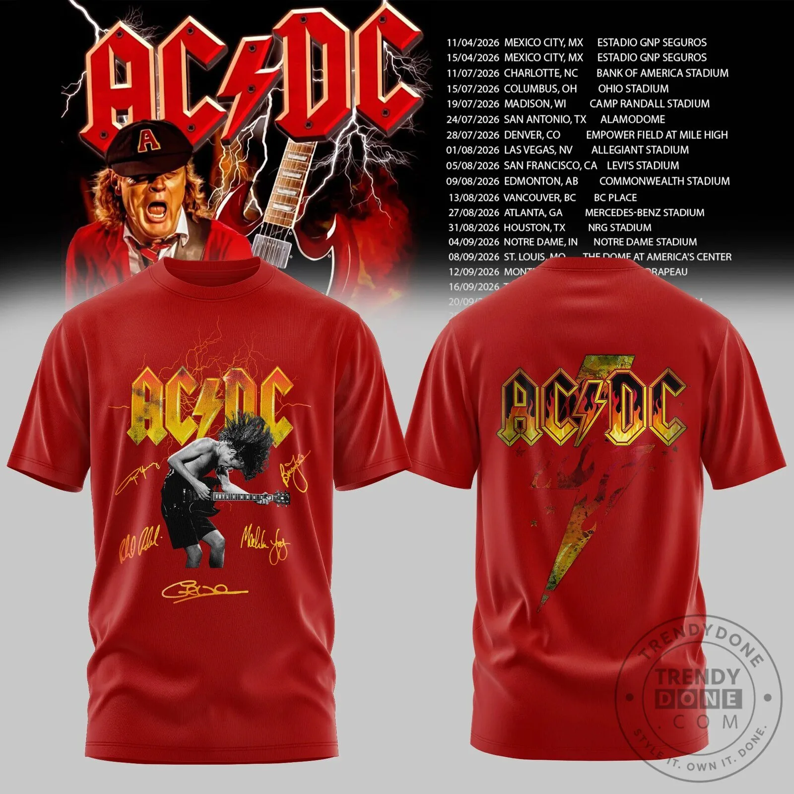 AC/DC Power Up Tour 2026 Concert Schedule Here We Go Again T-Shirt