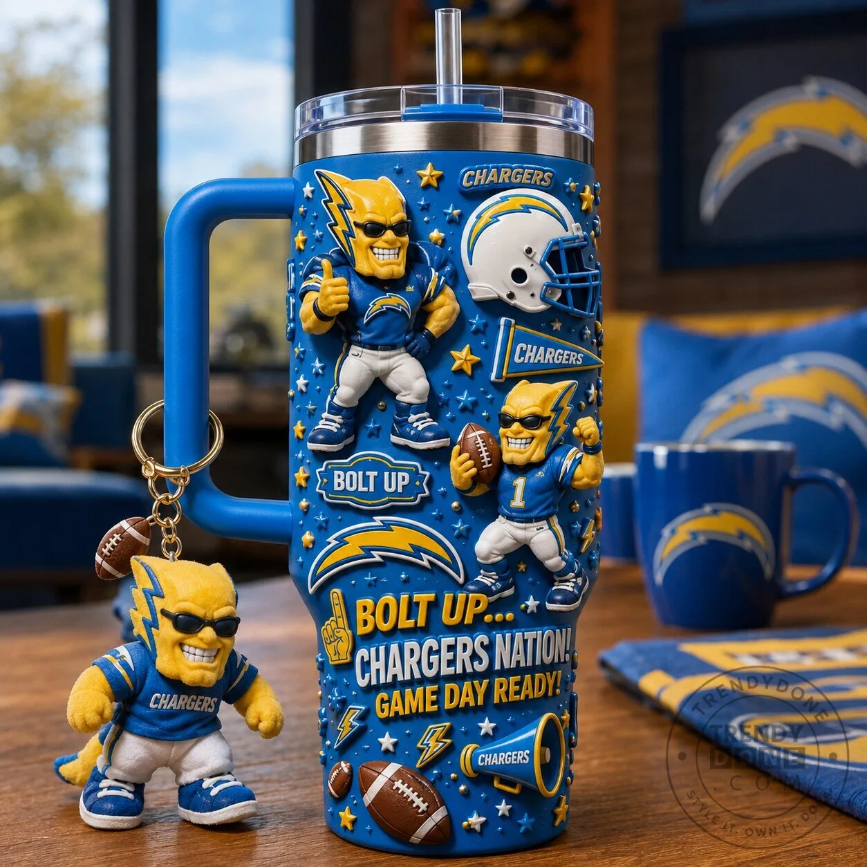 Los Angeles Chargers Football Team 40oz Stainless Steel Tumbler with Handle