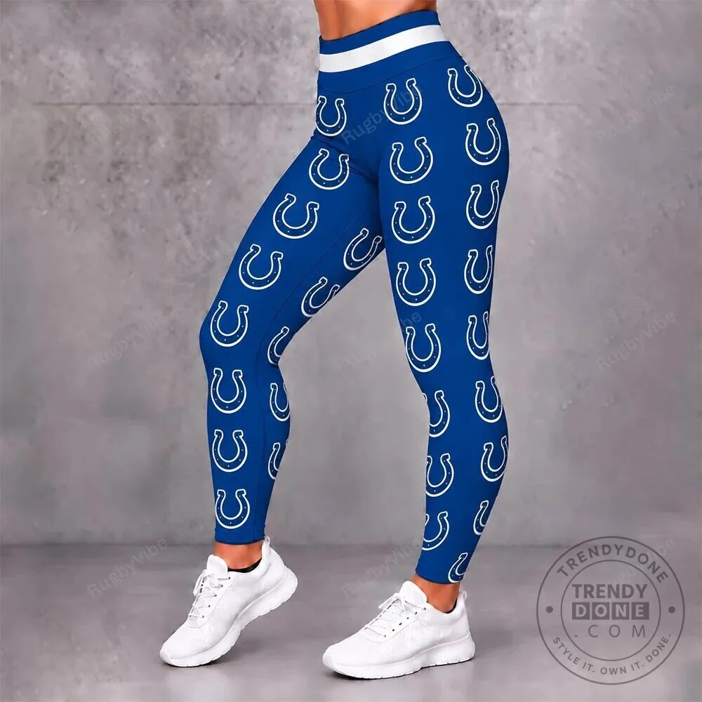 Indianapolis Colts Horseshoe Pattern Royal Blue Womens Leggings 1 Indianapolis Colts Horseshoe Pattern Royal Blue Womens Leggings