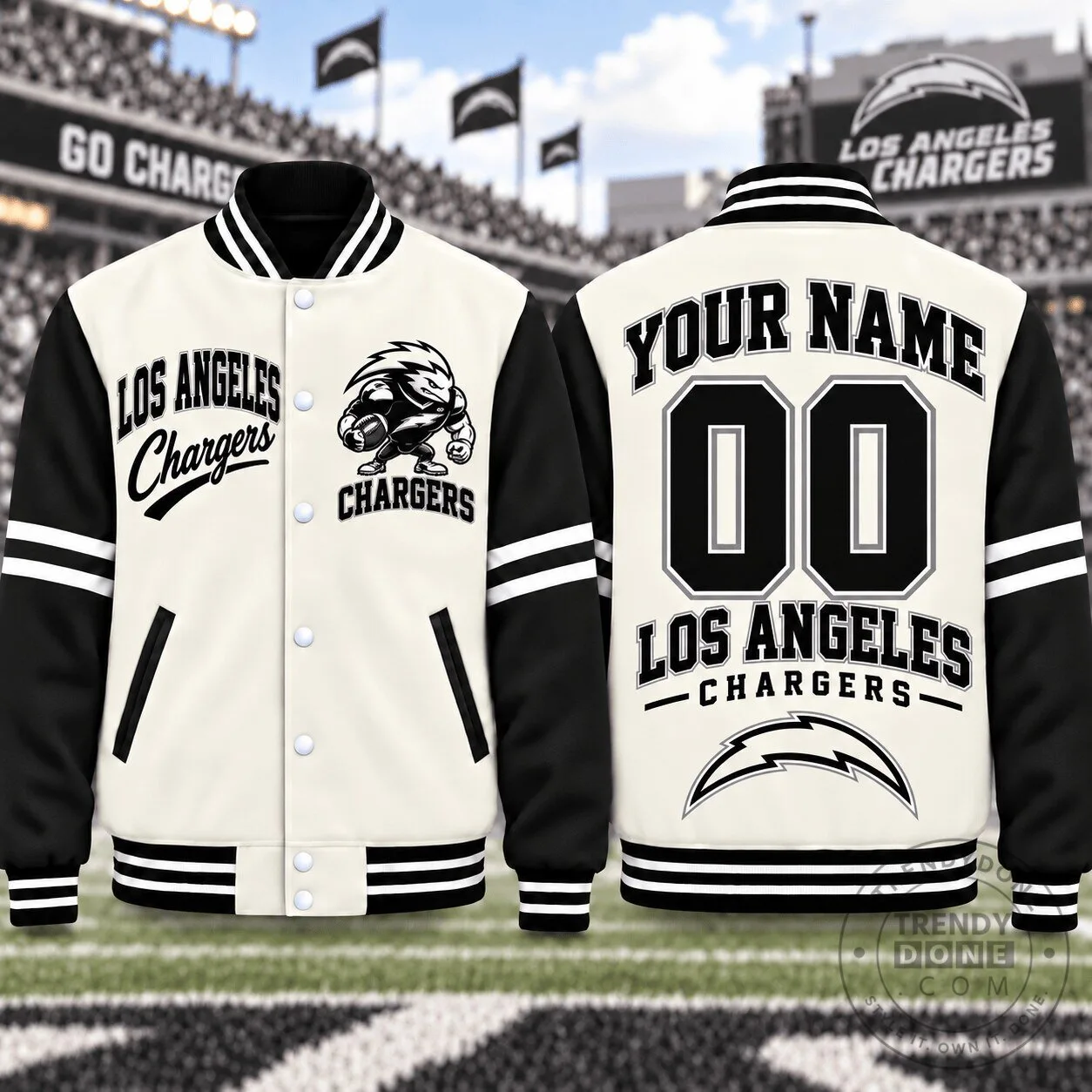 Los Angeles Chargers Personalized Varsity Jacket with Custom Name and Number