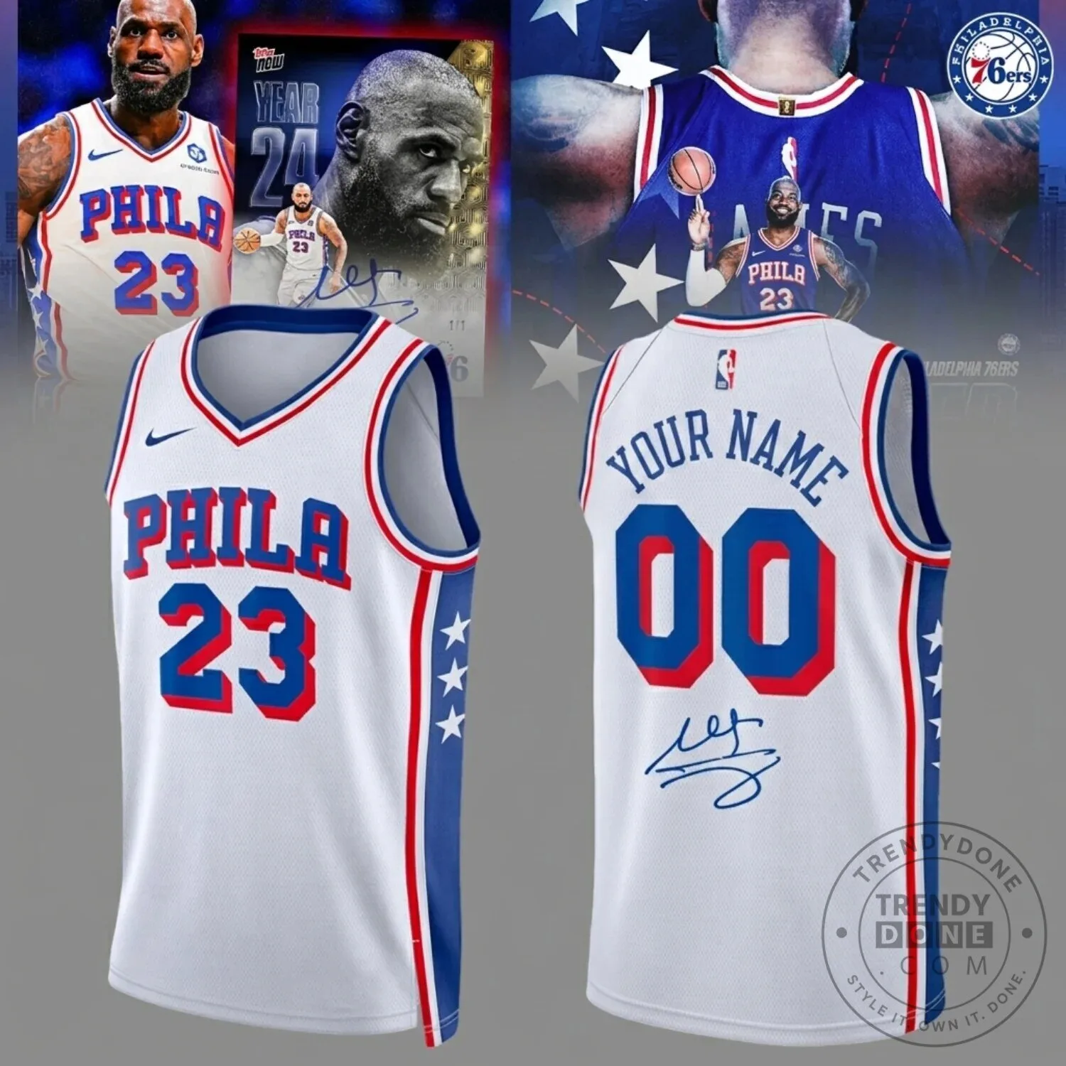 LeBron James Philadelphia 76ers Basketball Jersey Custom Name Number 1 LeBron James Philadelphia 76ers Basketball Jersey Custom Name Number