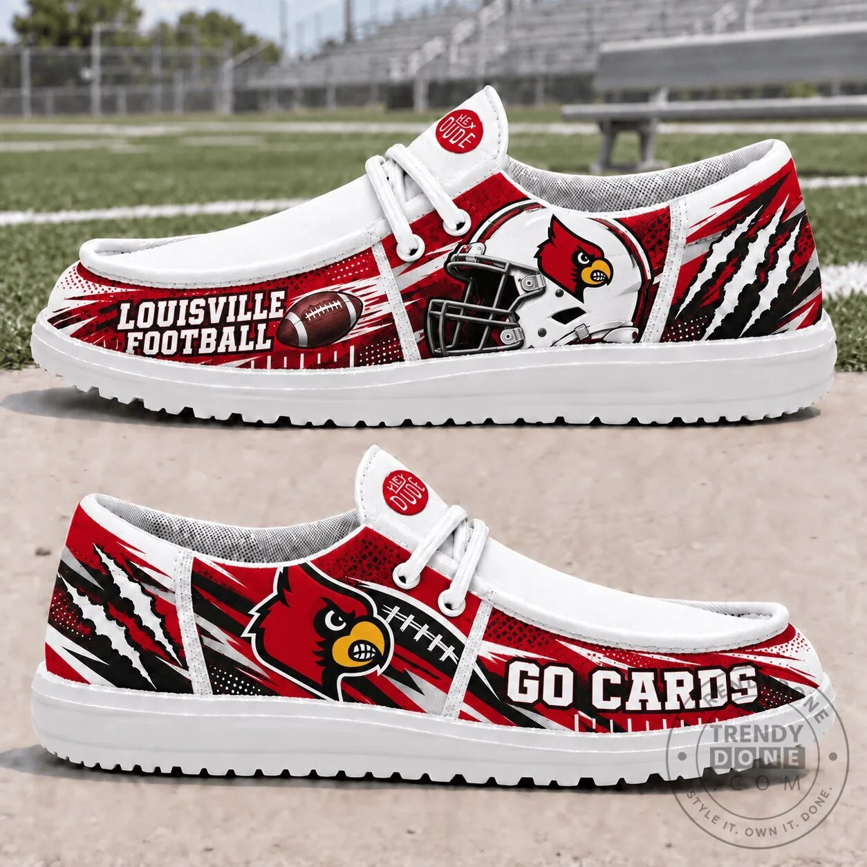 Louisville Cardinals Football Team Helmet Slip-On Loafers Shoes
