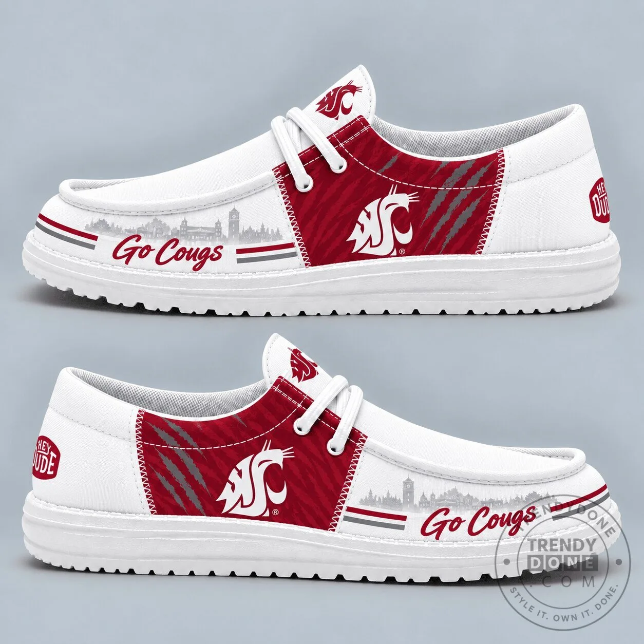 Washington State Cougars Football Team Fan Slip-on Shoes