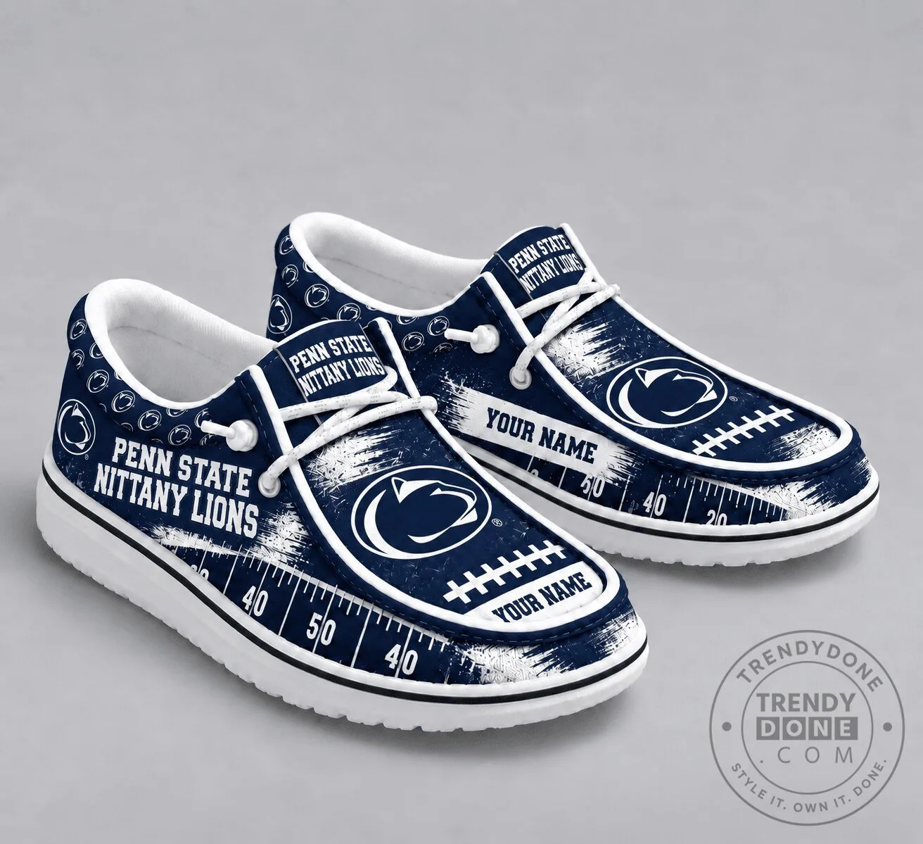 Penn State Nittany Lions Football Field Design Custom Name Loafer Shoes