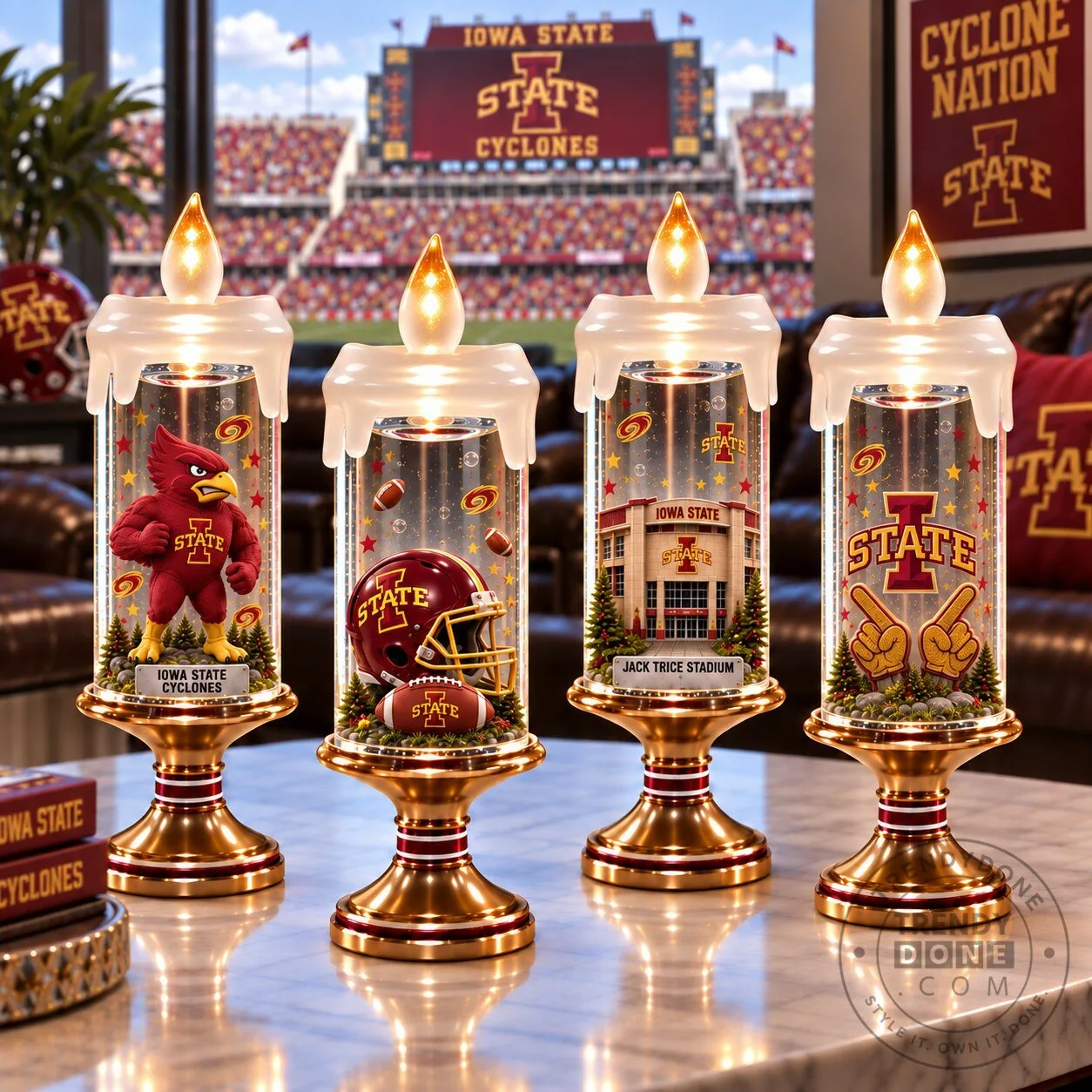 Iowa State Cyclones Football Team LED Candle Set, Jack Trice Stadium Decor