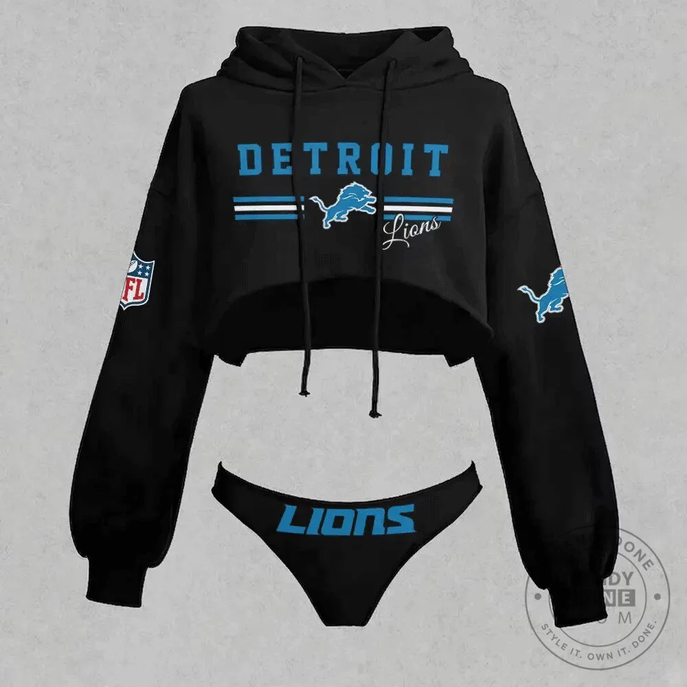 Detroit Lions Women's Cropped Hoodie and Panties Set