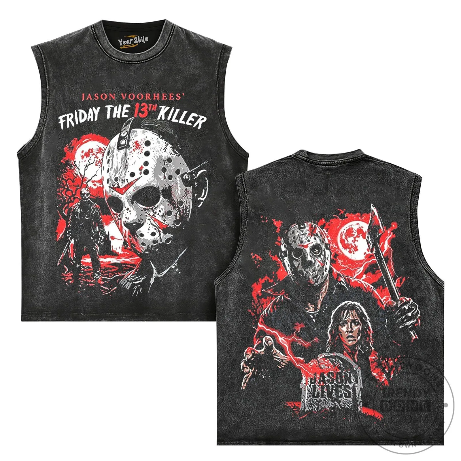 Jason Voorhees Friday The 13th Killer Horror Movie Washed T-Shirt 11 Jason Voorhees Friday The 13th Killer Horror Movie Washed T-Shirt