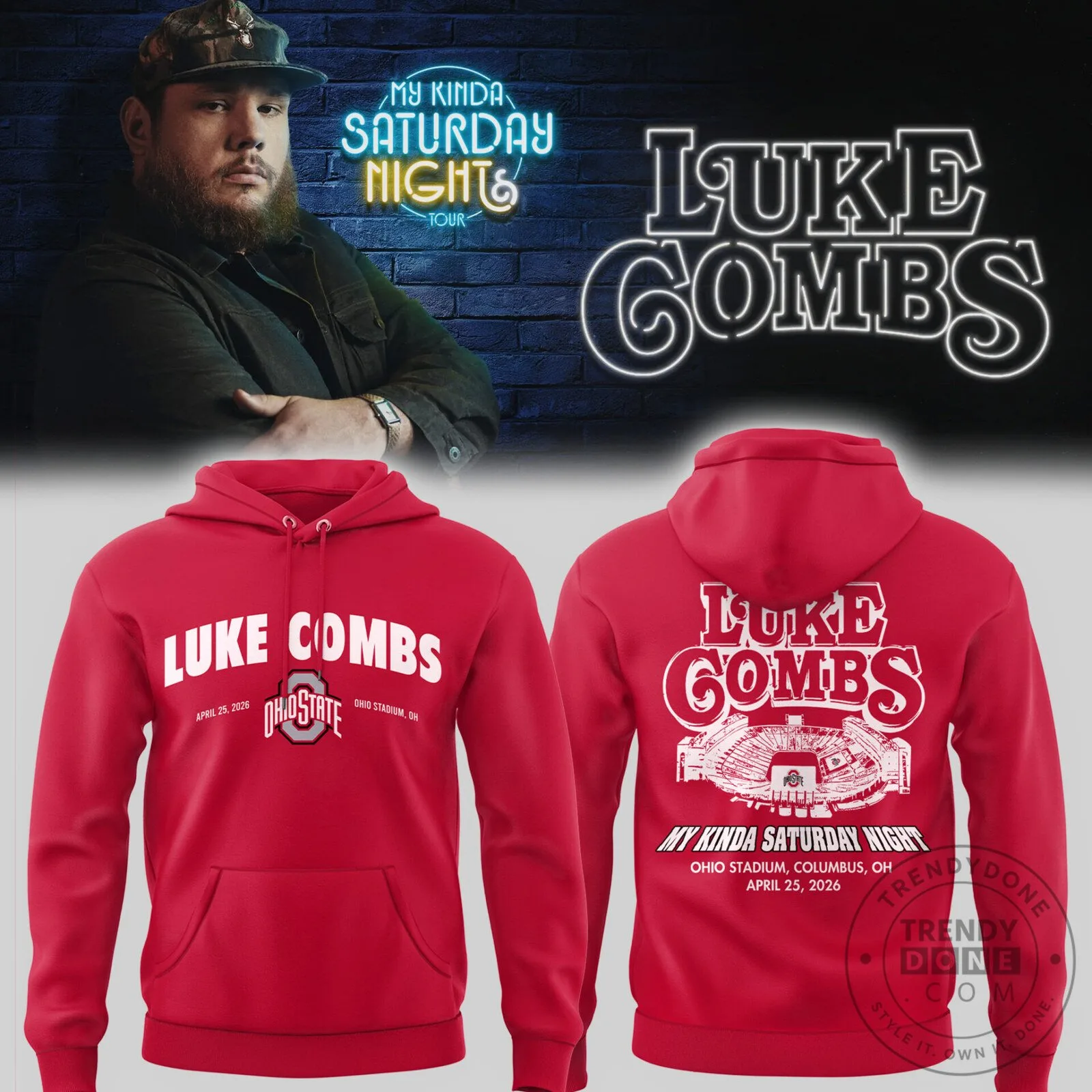 Ohio Stadium Shirt for L.K My Kinda Saturday Night Tour - Limited Edition