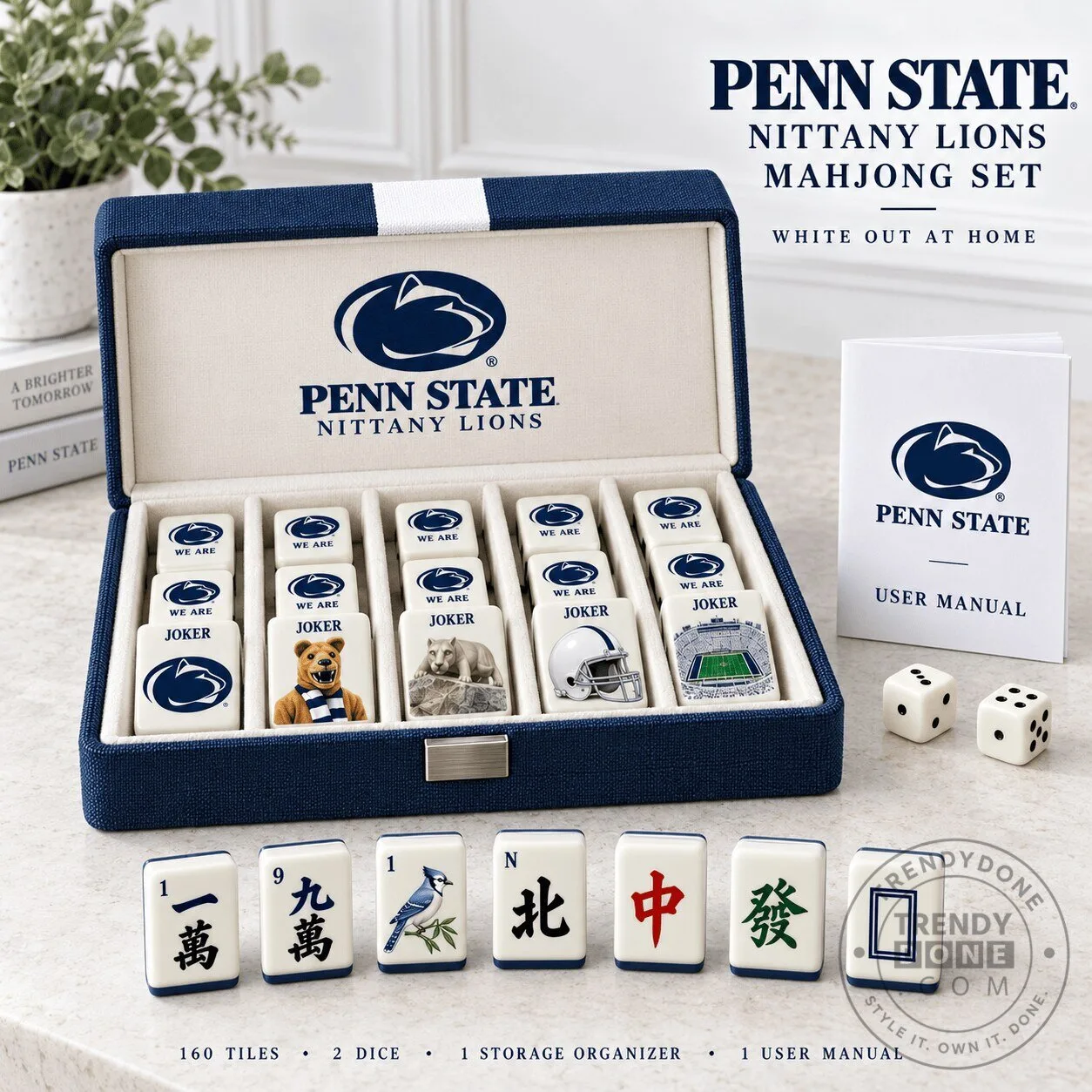Penn State Nittany Lions Mahjong Game Set with Storage Case and Dice