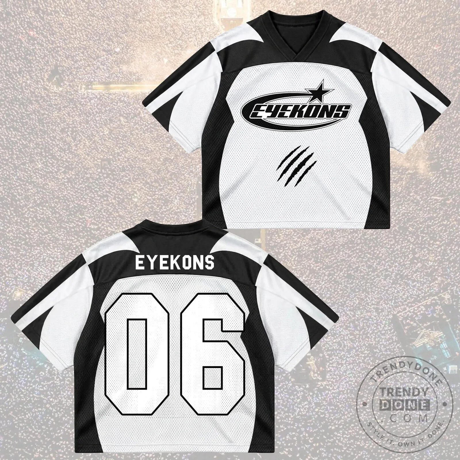 Dramatic Eyekons Heavy Metal Black and White Athletic Mesh Jersey