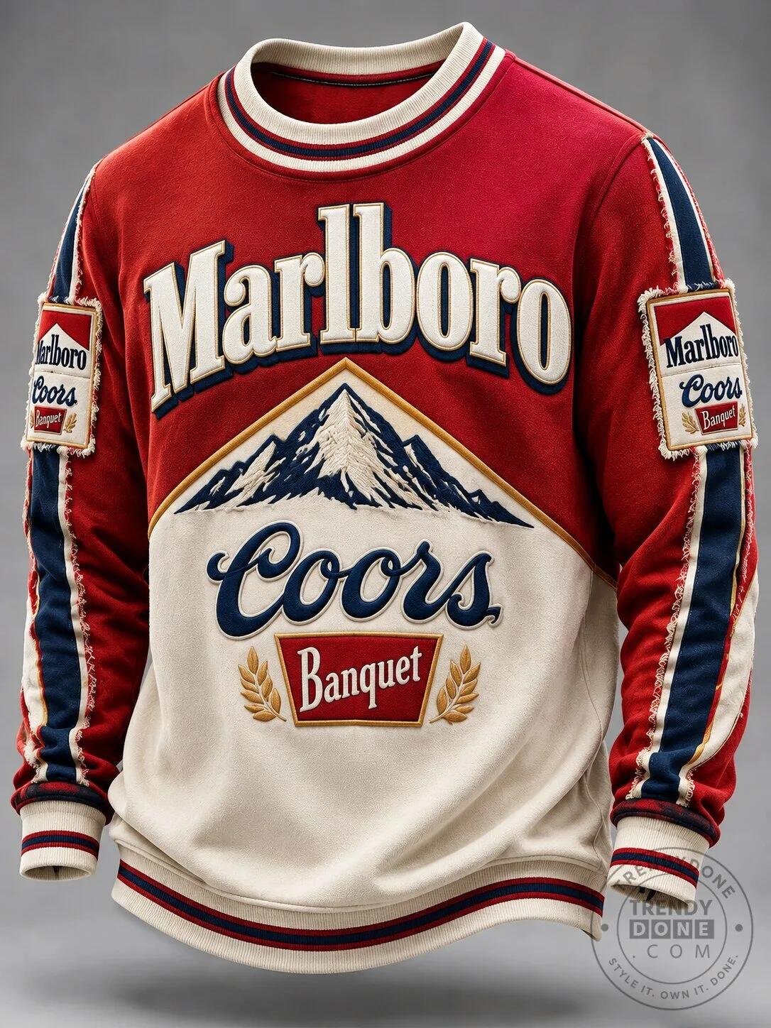 Marlboro Coors Banquet Beer Vintage Western Style Crewneck Sweatshirt