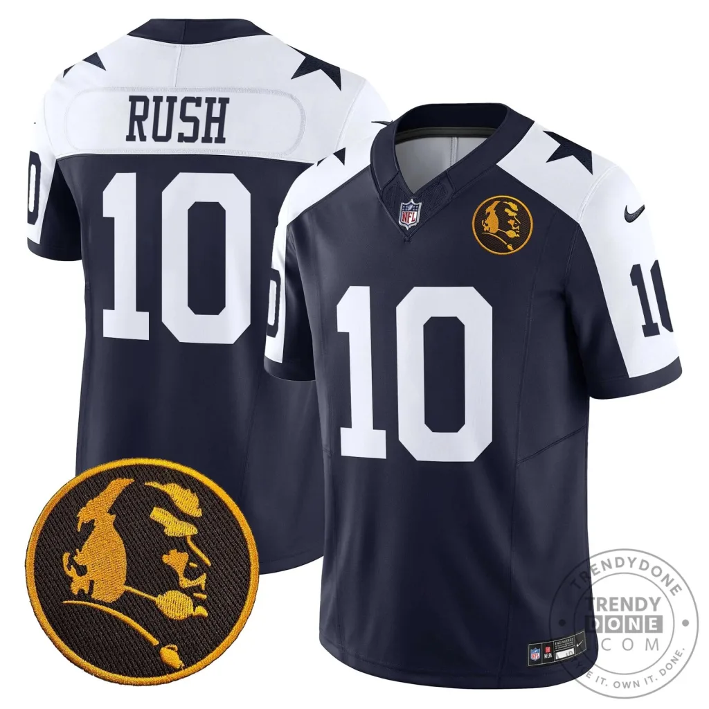 Dallas Cowboys Number 10 Football Jersey featuring John Madden Rush Design Dallas Cowboys Number 10 Football Jersey featuring John Madden Rush Design