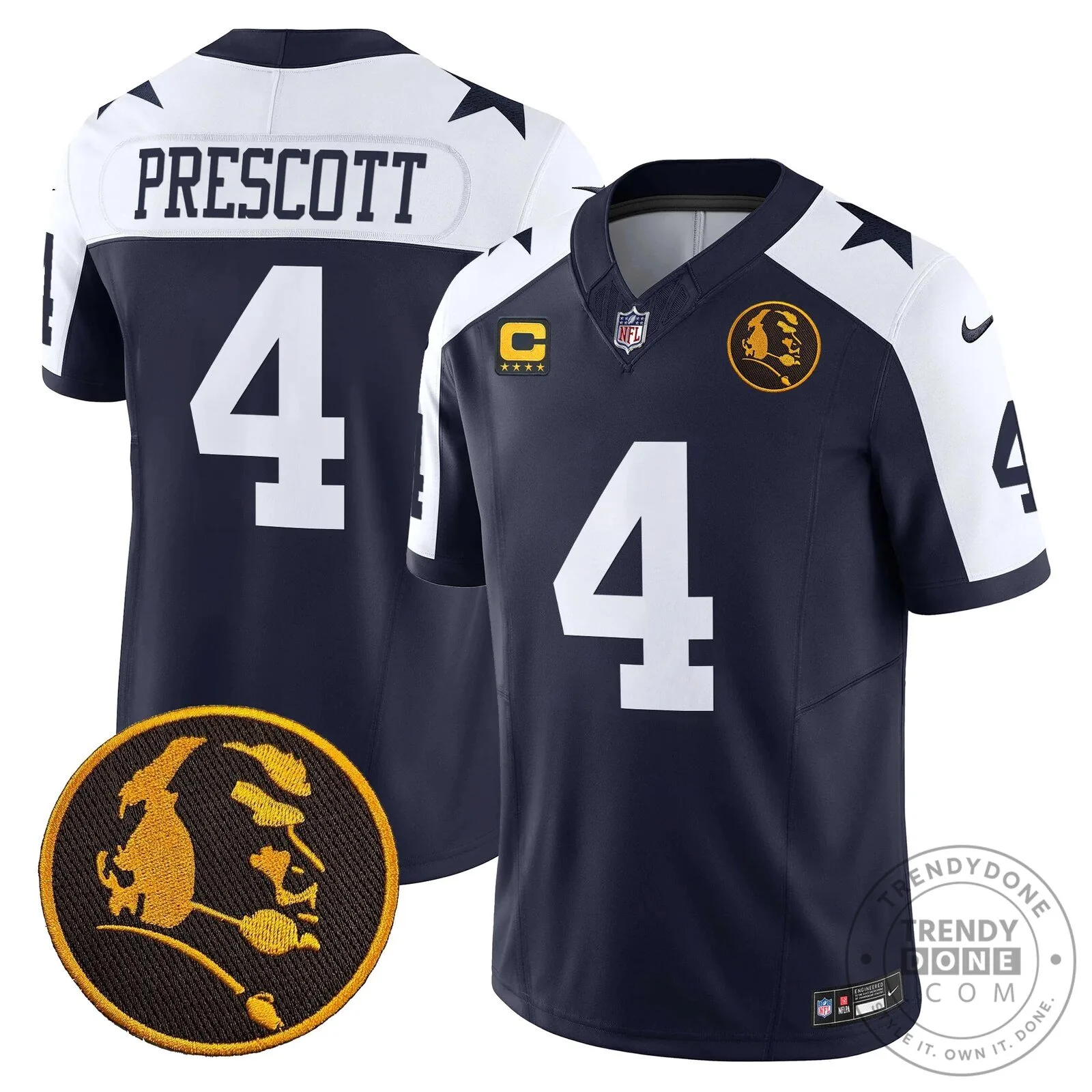 Dallas Cowboys Number 10 Football Jersey featuring John Madden Rush Design 50 Dallas Cowboys Number 10 Football Jersey featuring John Madden Rush Design