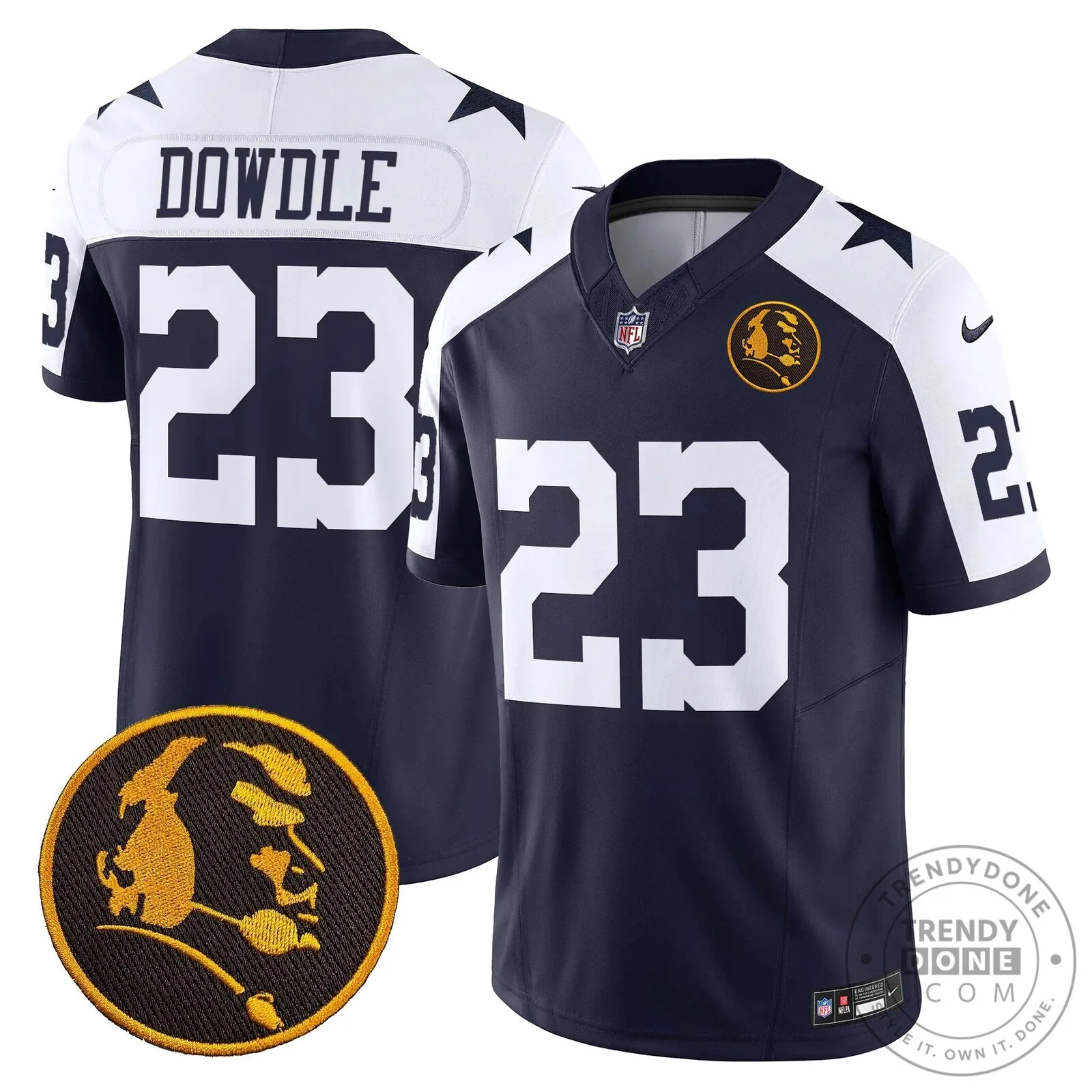 Dallas Cowboys Number 10 Football Jersey featuring John Madden Rush Design 51 Dallas Cowboys Number 10 Football Jersey featuring John Madden Rush Design