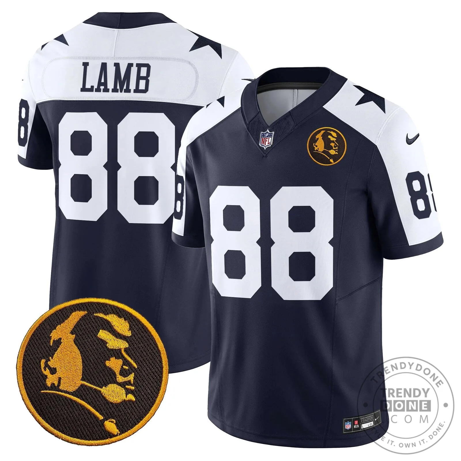 Dallas Cowboys Number 10 Football Jersey featuring John Madden Rush Design 52 Dallas Cowboys Number 10 Football Jersey featuring John Madden Rush Design