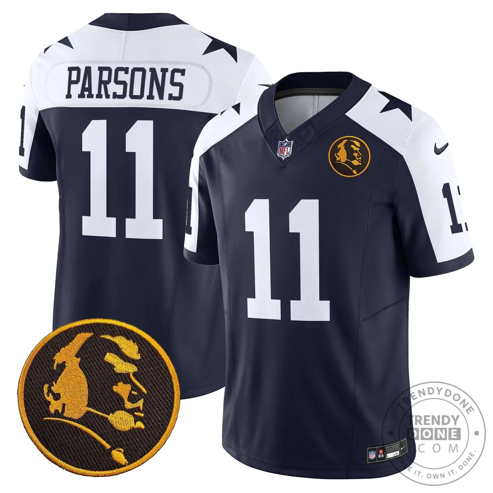 Dallas Cowboys Number 10 Football Jersey featuring John Madden Rush Design 54 Dallas Cowboys Number 10 Football Jersey featuring John Madden Rush Design