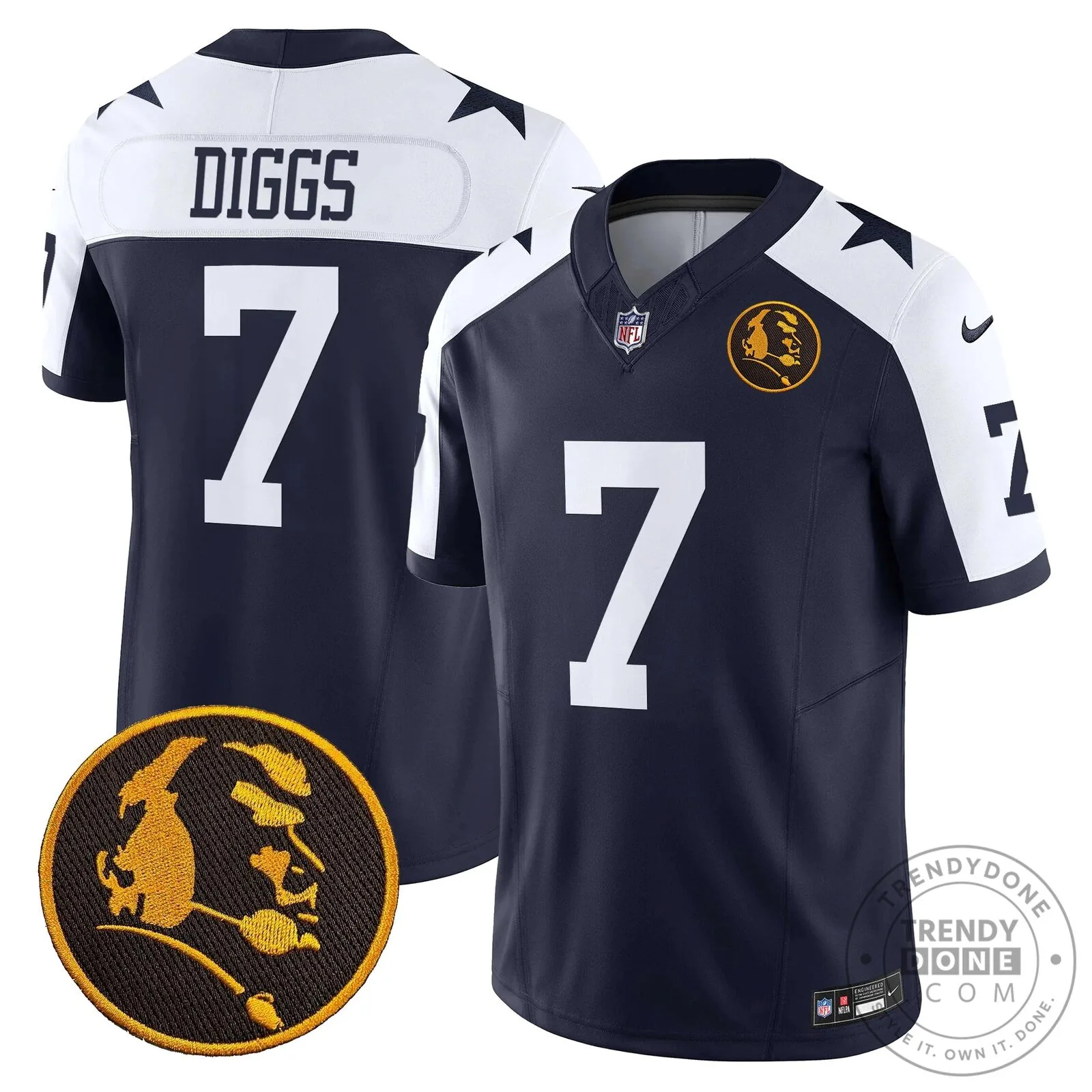 Dallas Cowboys Number 10 Football Jersey featuring John Madden Rush Design 56 Dallas Cowboys Number 10 Football Jersey featuring John Madden Rush Design