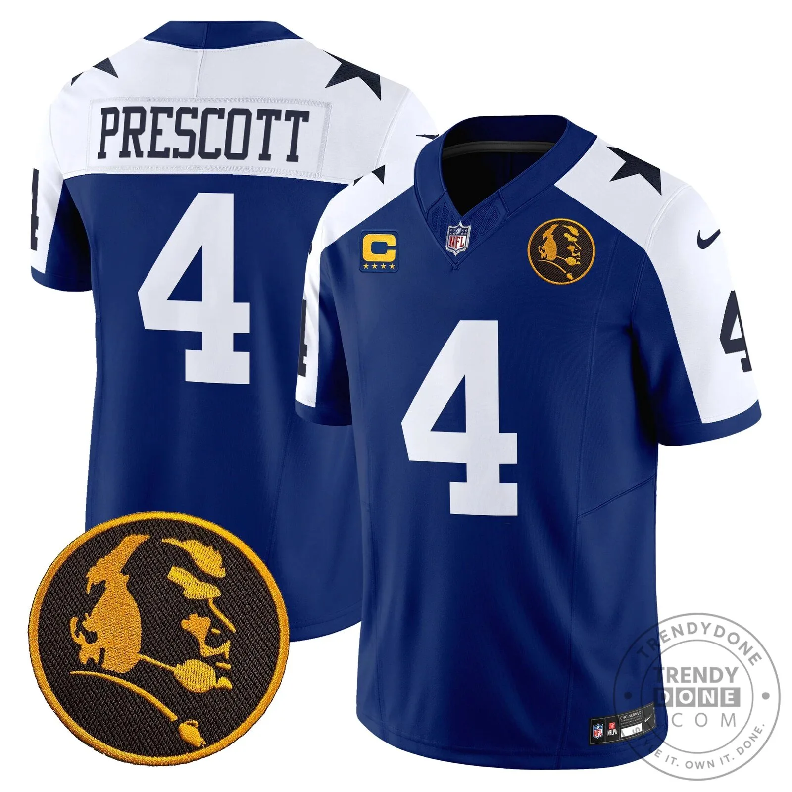Dallas Cowboys Number 10 Football Jersey featuring John Madden Rush Design 59 Dallas Cowboys Number 10 Football Jersey featuring John Madden Rush Design