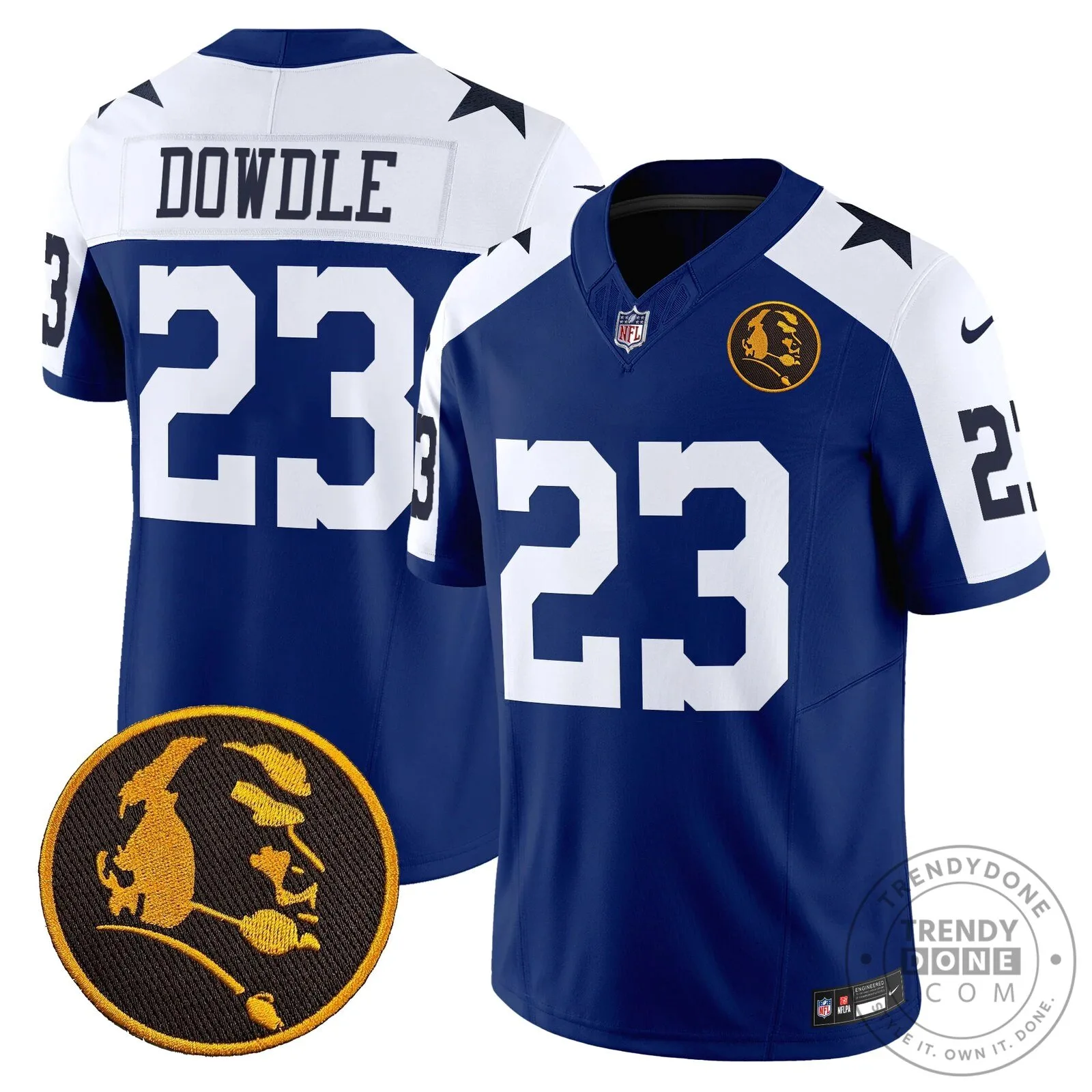 Dallas Cowboys Number 10 Football Jersey featuring John Madden Rush Design 60 Dallas Cowboys Number 10 Football Jersey featuring John Madden Rush Design