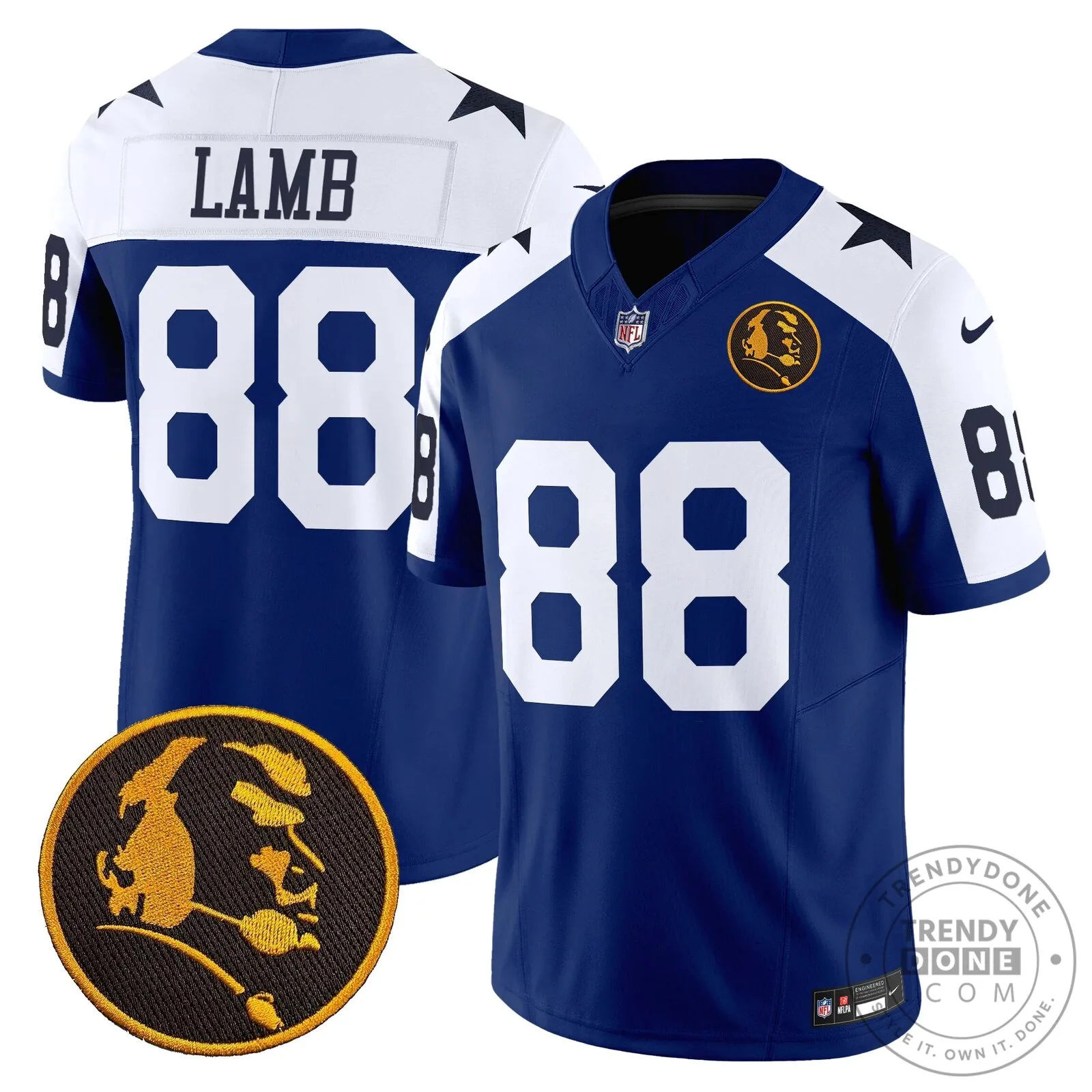 Dallas Cowboys Number 10 Football Jersey featuring John Madden Rush Design 61 Dallas Cowboys Number 10 Football Jersey featuring John Madden Rush Design