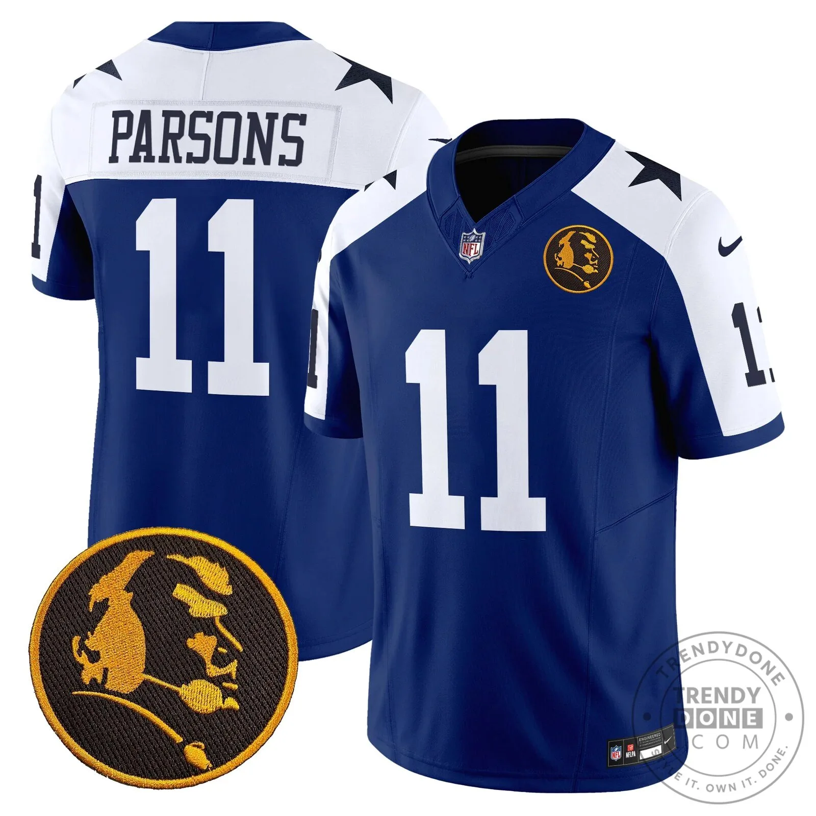 Dallas Cowboys Number 10 Football Jersey featuring John Madden Rush Design 63 Dallas Cowboys Number 10 Football Jersey featuring John Madden Rush Design