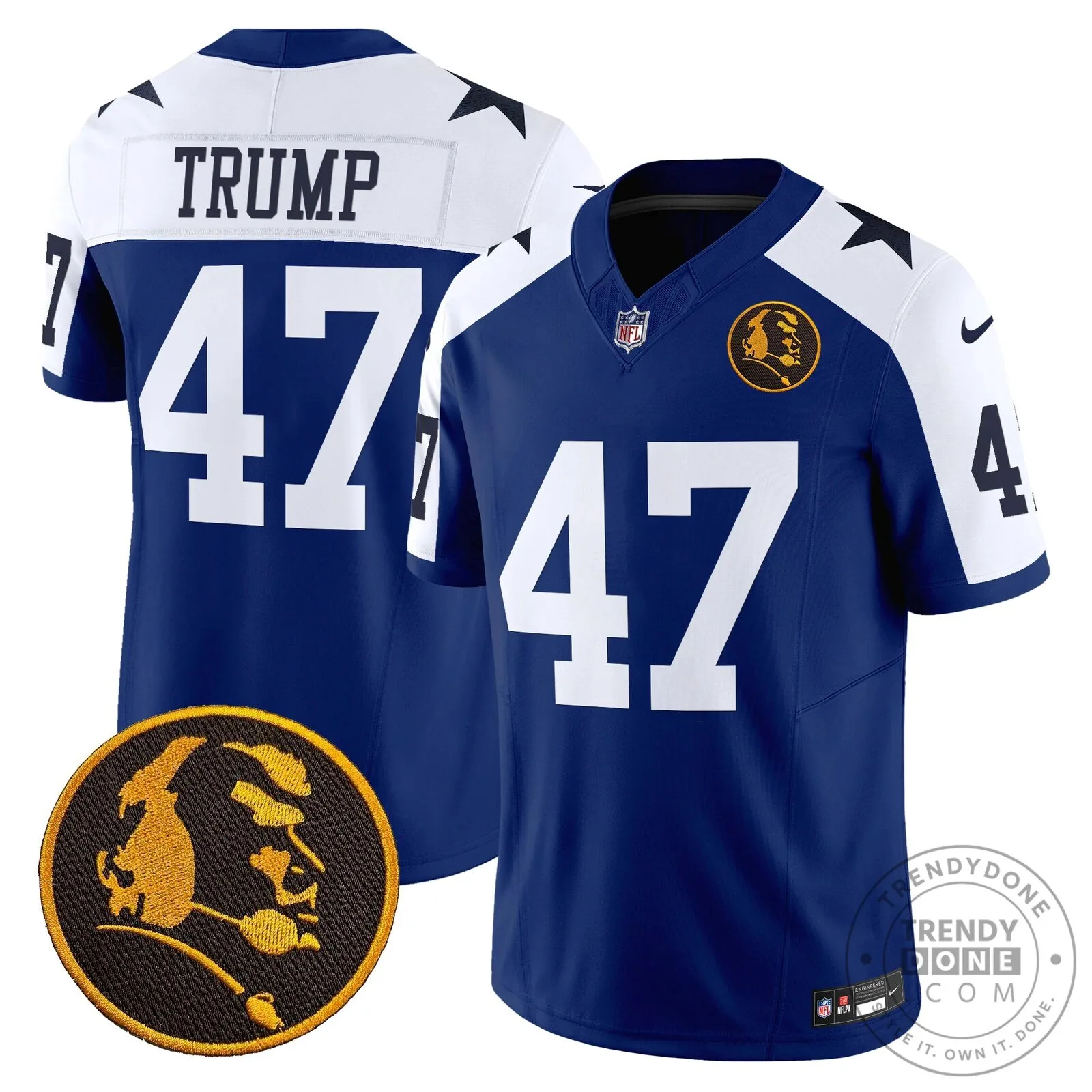 Dallas Cowboys Number 10 Football Jersey featuring John Madden Rush Design 66 Dallas Cowboys Number 10 Football Jersey featuring John Madden Rush Design