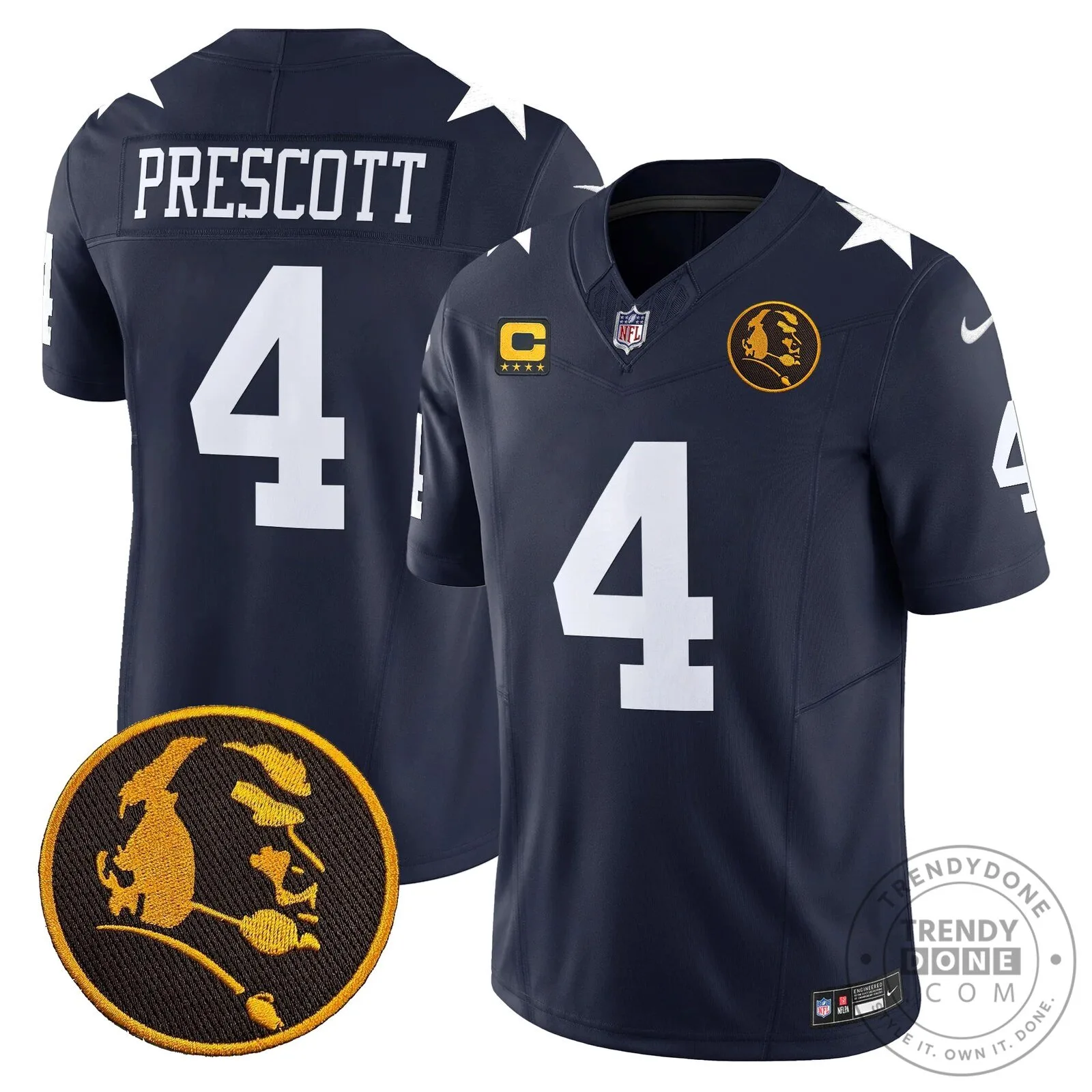 Dallas Cowboys Number 10 Football Jersey featuring John Madden Rush Design 68 Dallas Cowboys Number 10 Football Jersey featuring John Madden Rush Design