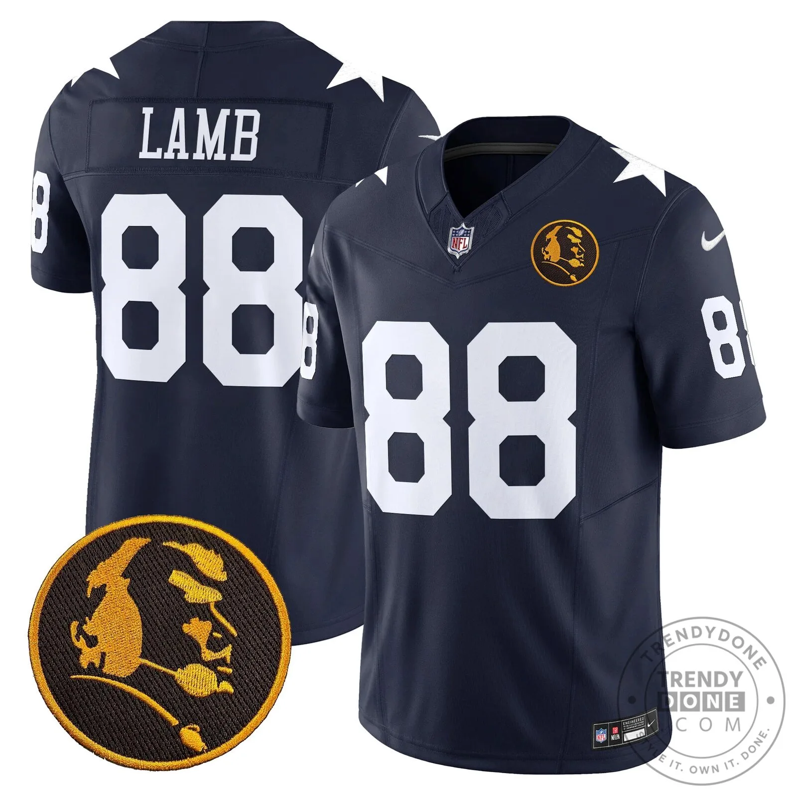 Dallas Cowboys Number 10 Football Jersey featuring John Madden Rush Design 70 Dallas Cowboys Number 10 Football Jersey featuring John Madden Rush Design