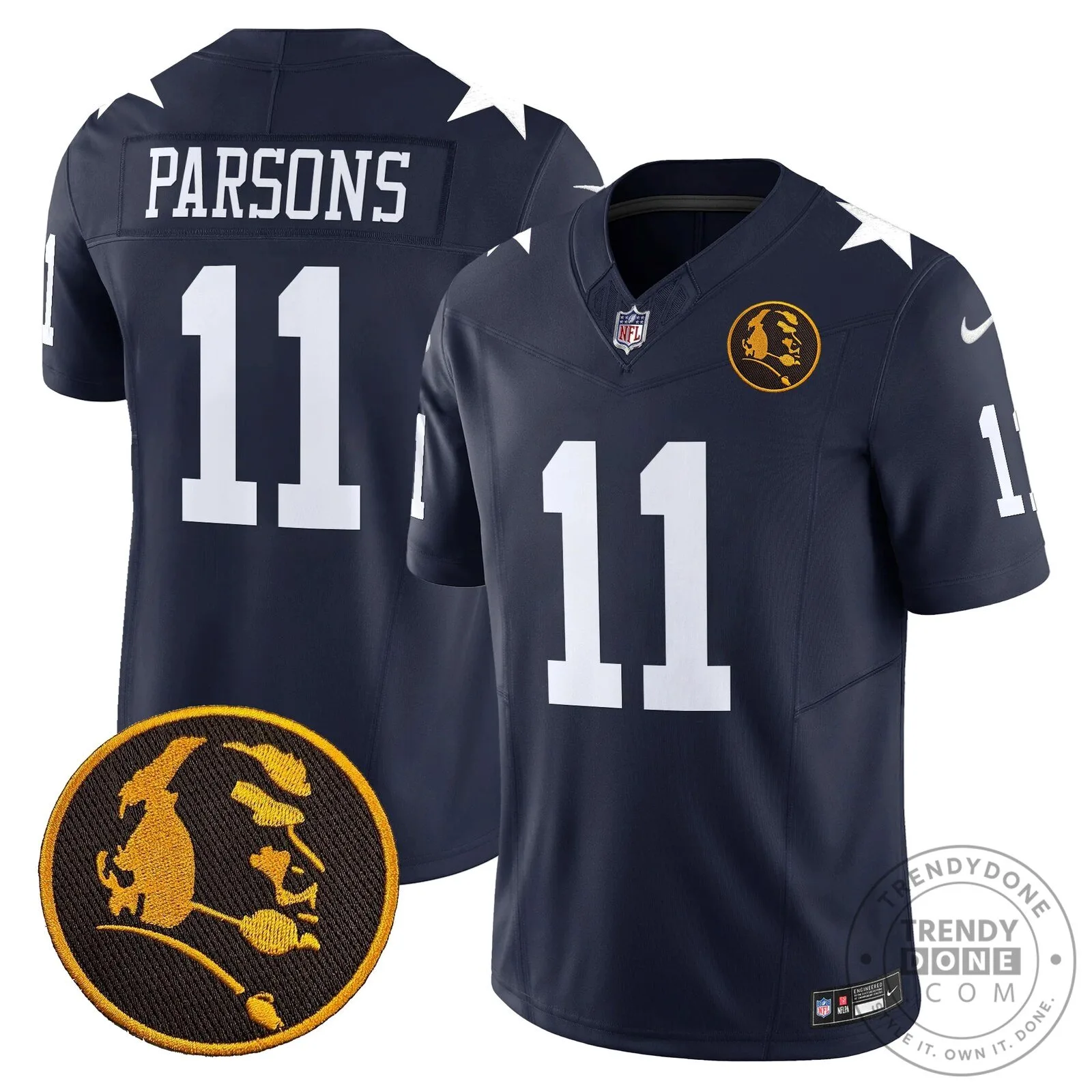 Dallas Cowboys Number 10 Football Jersey featuring John Madden Rush Design 72 Dallas Cowboys Number 10 Football Jersey featuring John Madden Rush Design