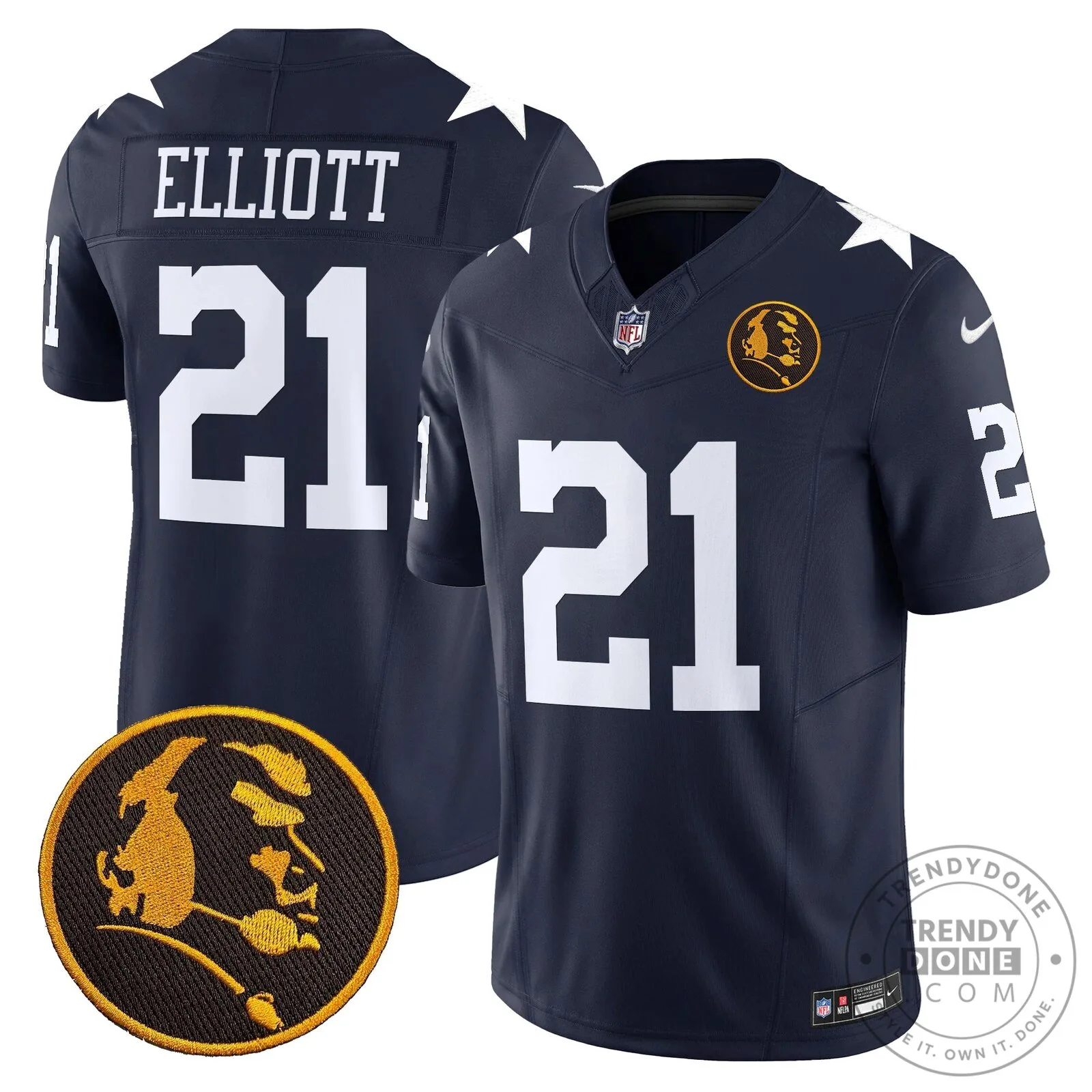 Dallas Cowboys Number 10 Football Jersey featuring John Madden Rush Design 73 Dallas Cowboys Number 10 Football Jersey featuring John Madden Rush Design