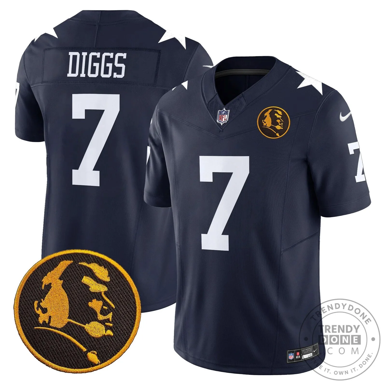 Dallas Cowboys Number 10 Football Jersey featuring John Madden Rush Design 74 Dallas Cowboys Number 10 Football Jersey featuring John Madden Rush Design