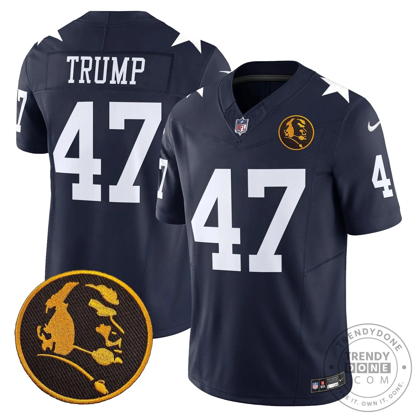 Dallas Cowboys Number 10 Football Jersey featuring John Madden Rush Design 75 Dallas Cowboys Number 10 Football Jersey featuring John Madden Rush Design