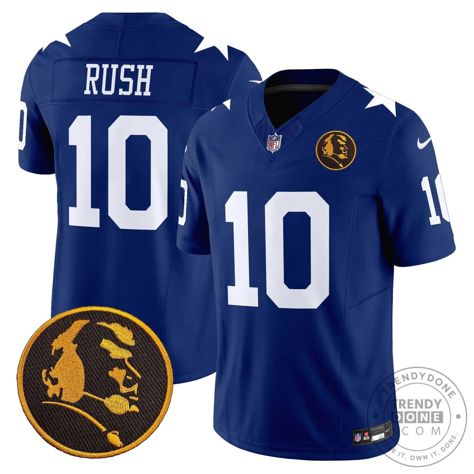 Dallas Cowboys Number 10 Football Jersey featuring John Madden Rush Design 76 Dallas Cowboys Number 10 Football Jersey featuring John Madden Rush Design