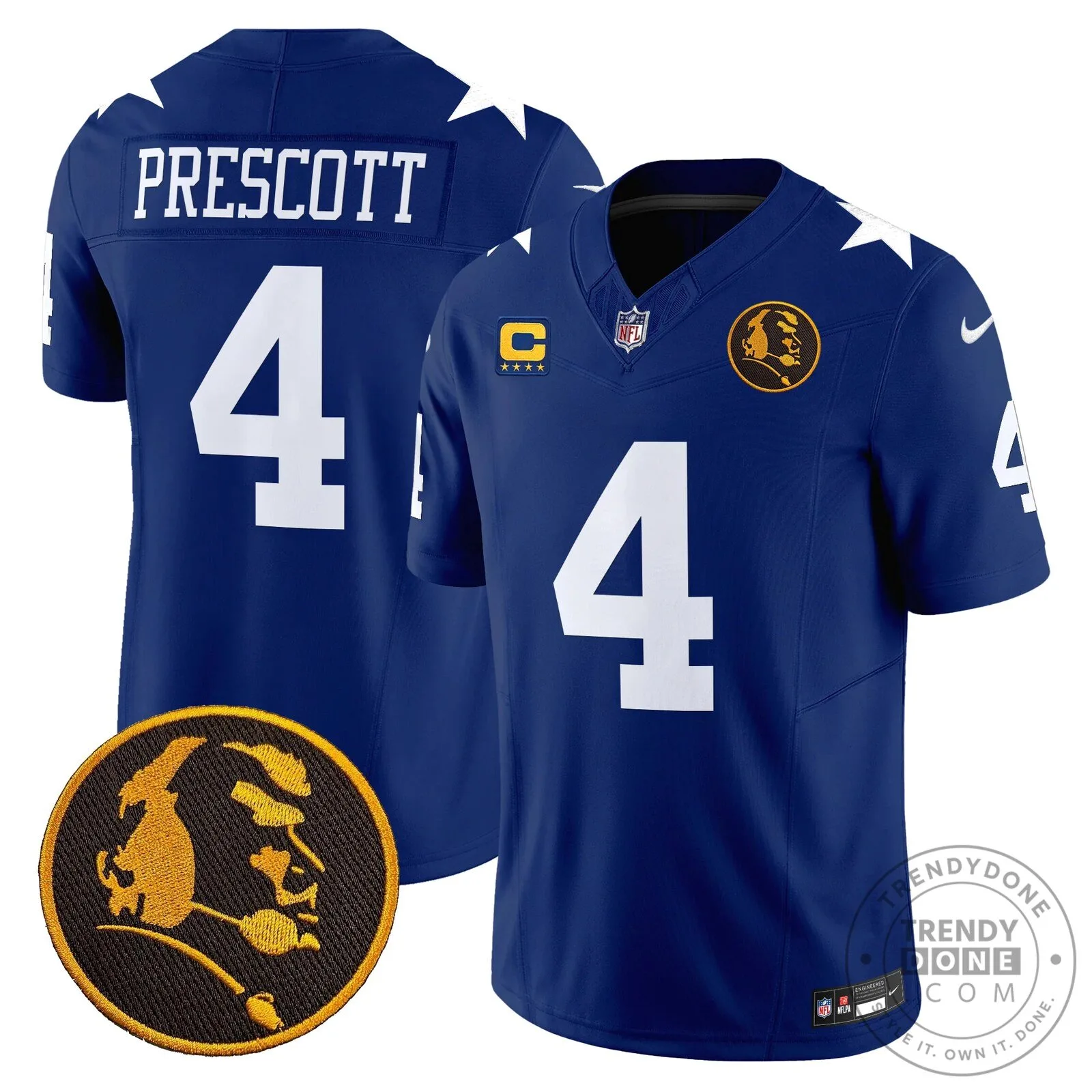 Dallas Cowboys Number 10 Football Jersey featuring John Madden Rush Design 77 Dallas Cowboys Number 10 Football Jersey featuring John Madden Rush Design